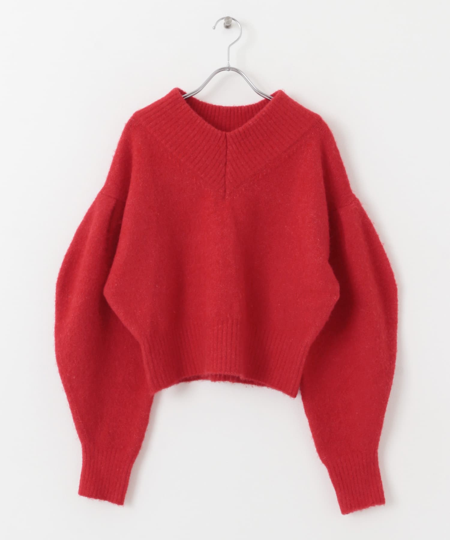 Vネックフォルムニット RED one