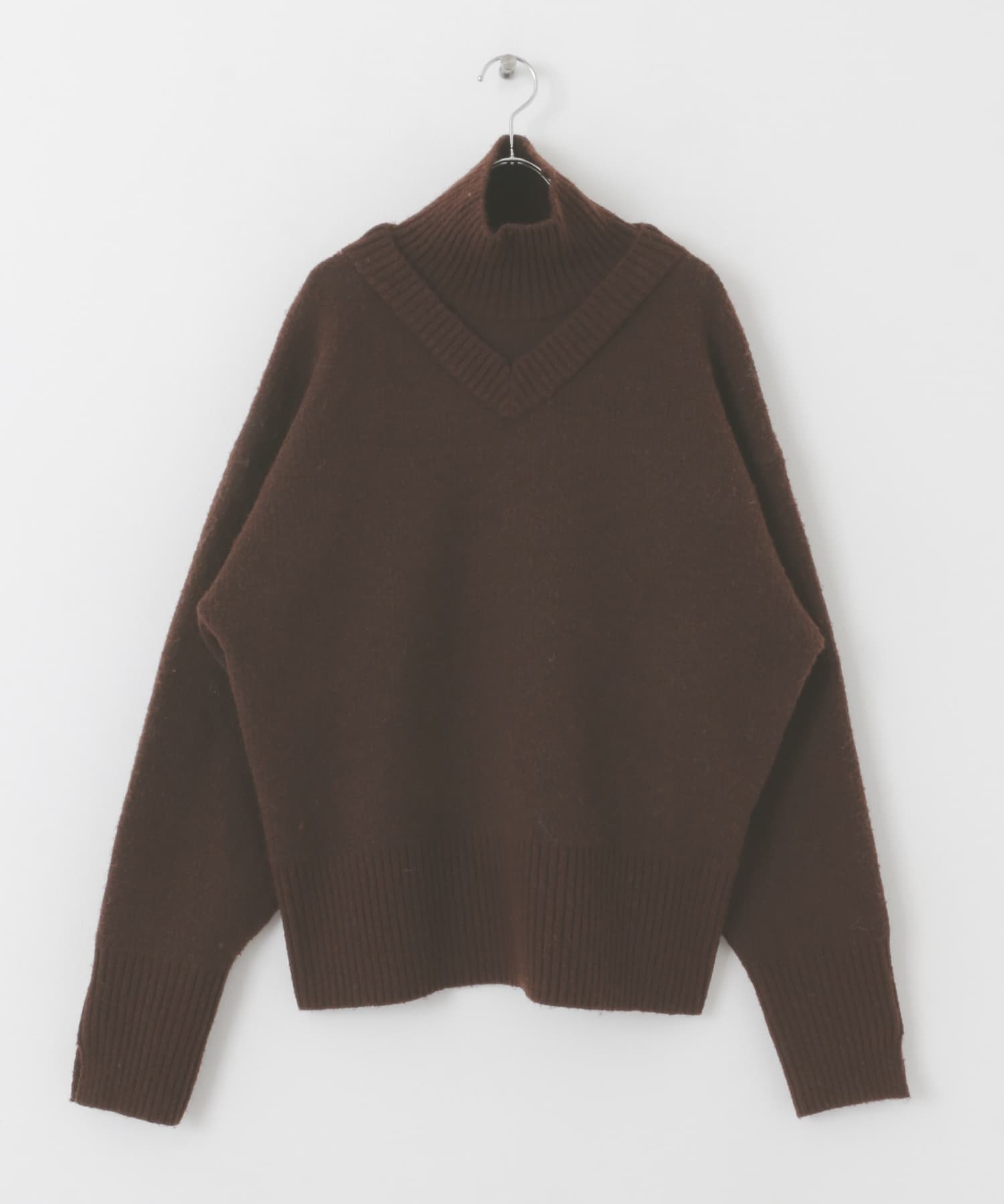 リバーシブルタートルニット BROWN×BEG one