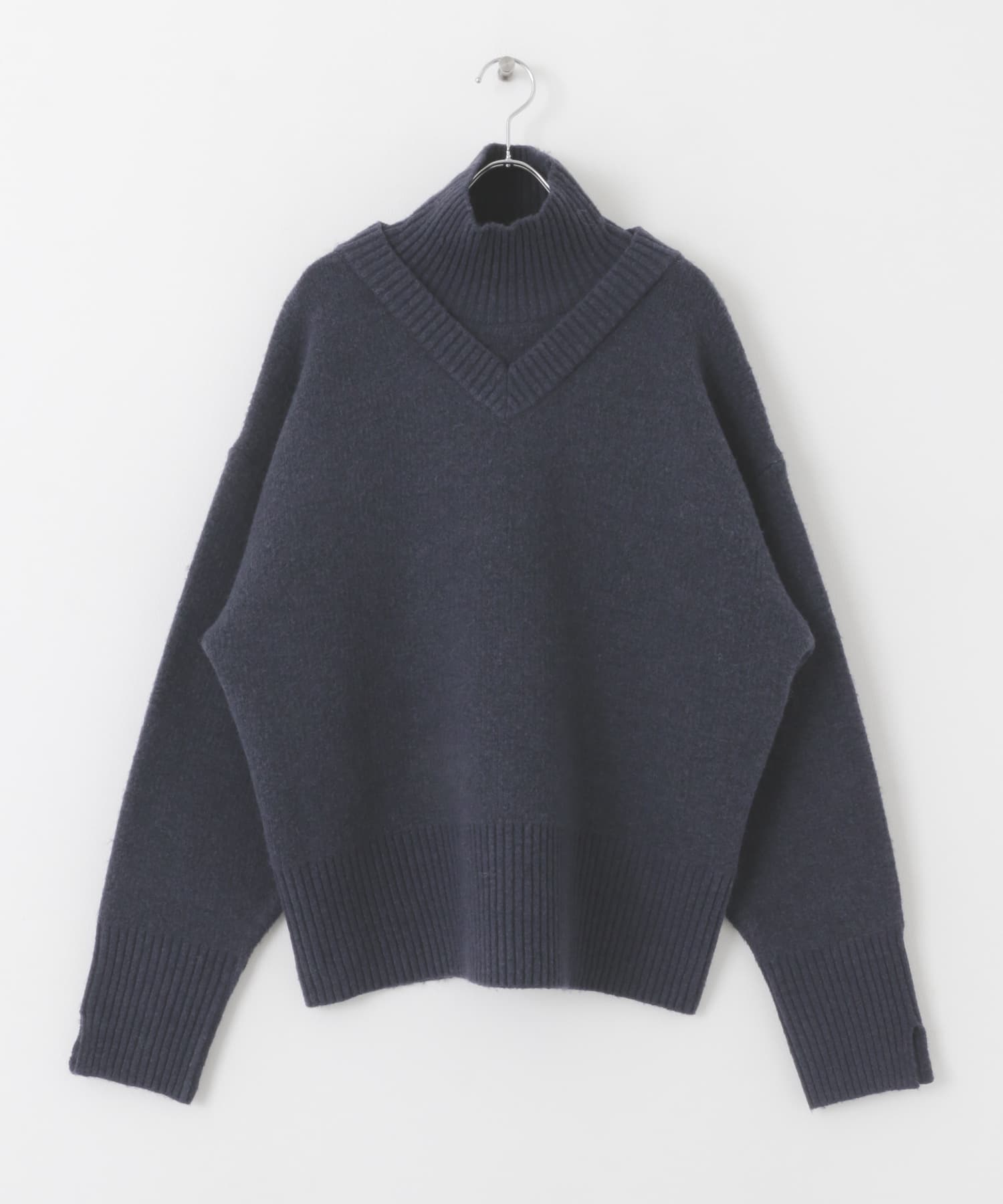 リバーシブルタートルニット BLUE×GRAY one