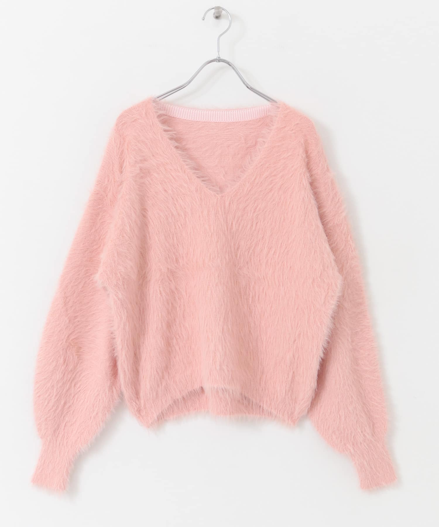 シャギーVネックニット PINK one