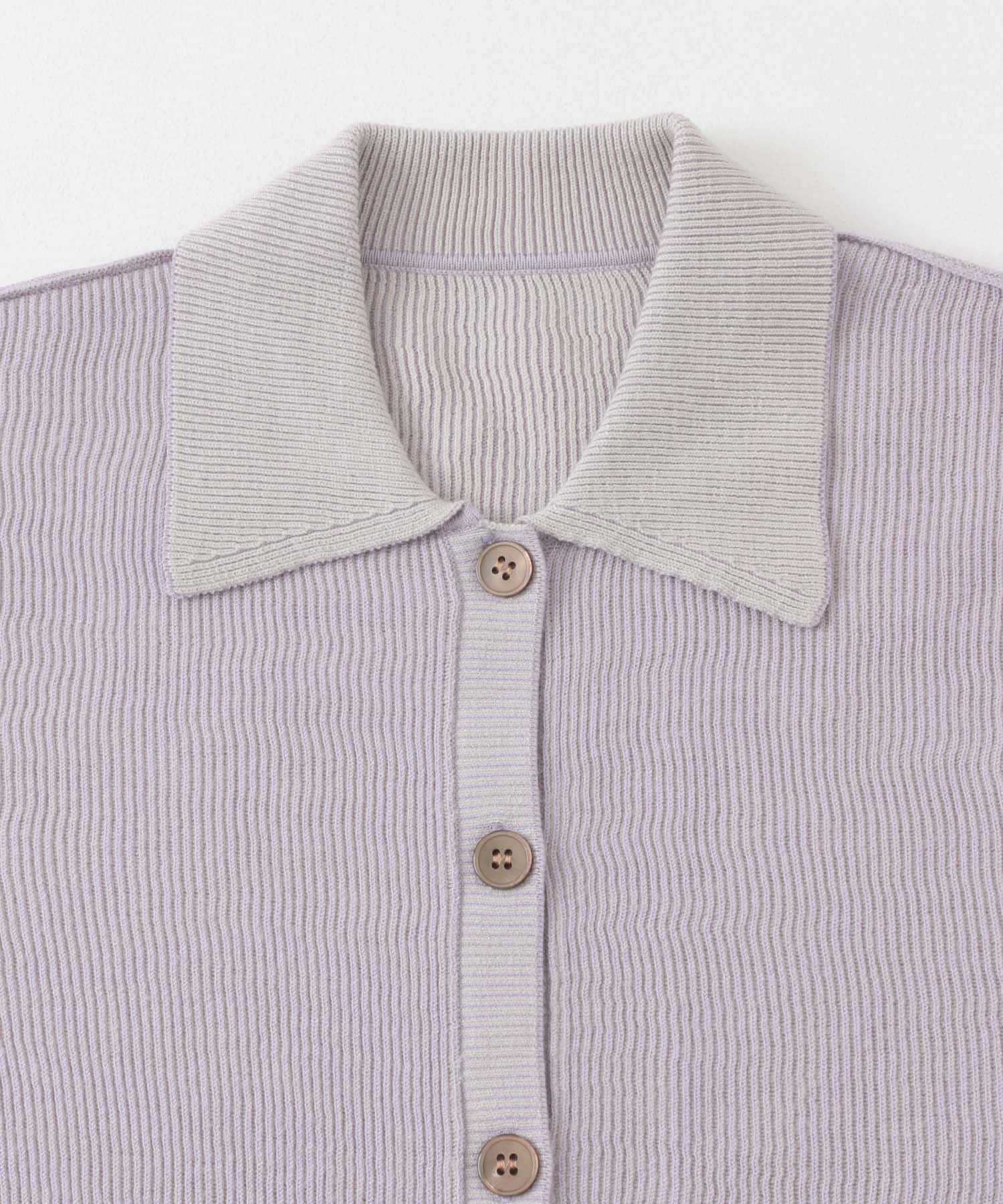 バイカラーポロRIBニット LVD×L.GRY one