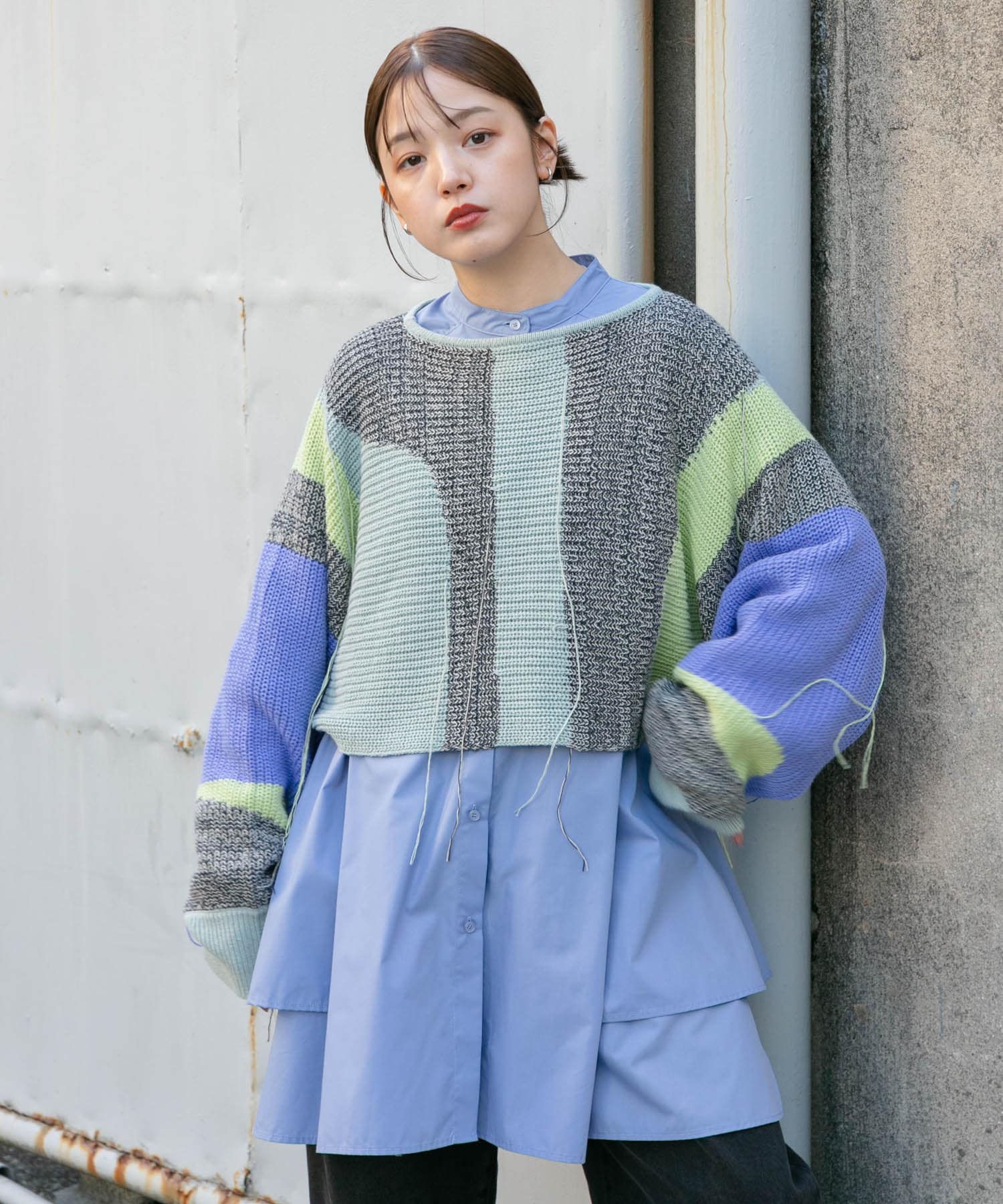 アートフリンジクロップドニット(one MOSS GRAY): トップス｜URBAN