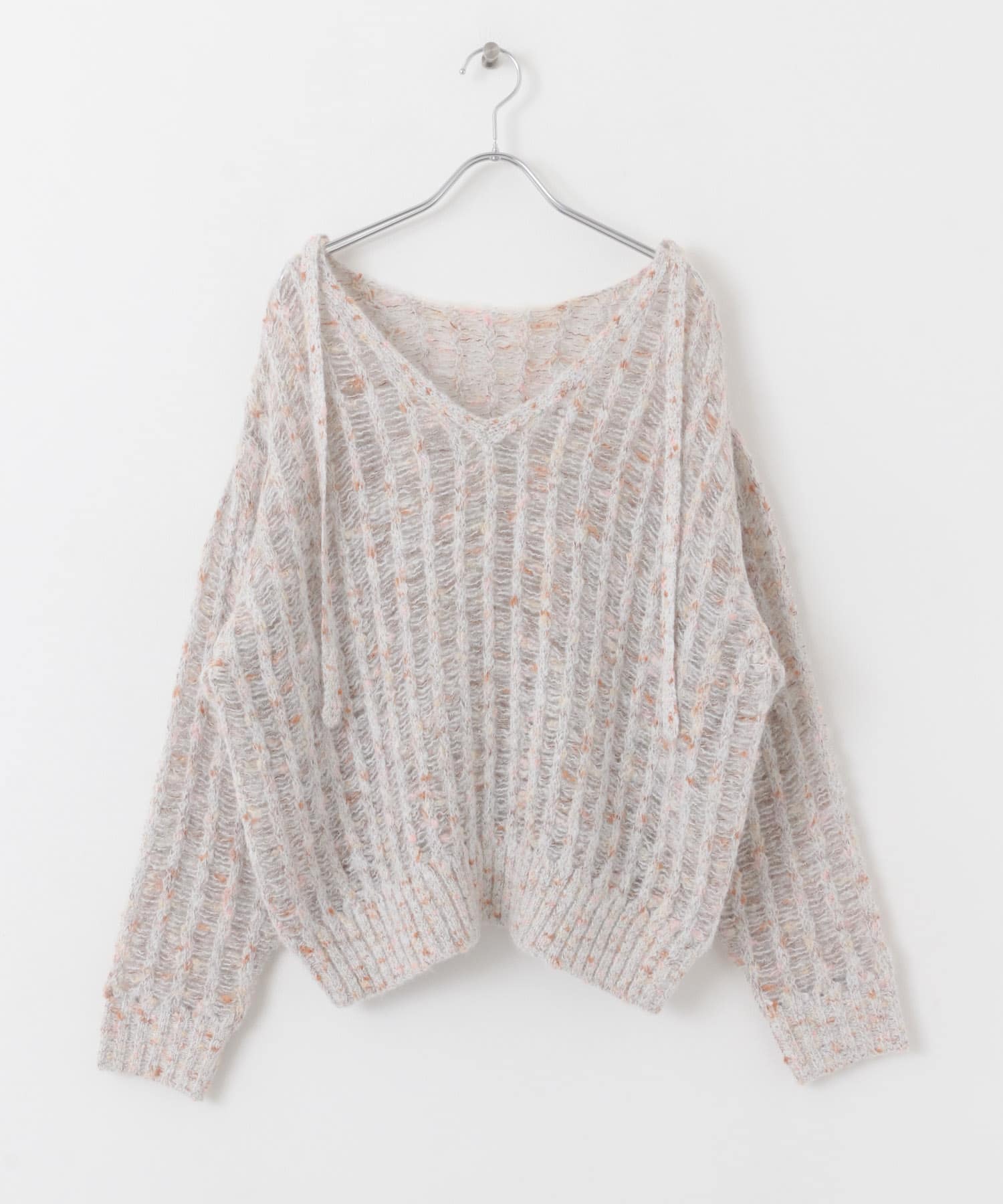 2WAYネップメッシュニット BEIGE MIX one