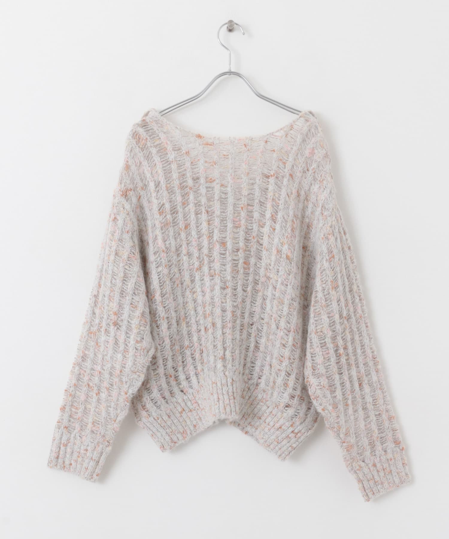 2WAYネップメッシュニット BEIGE MIX one