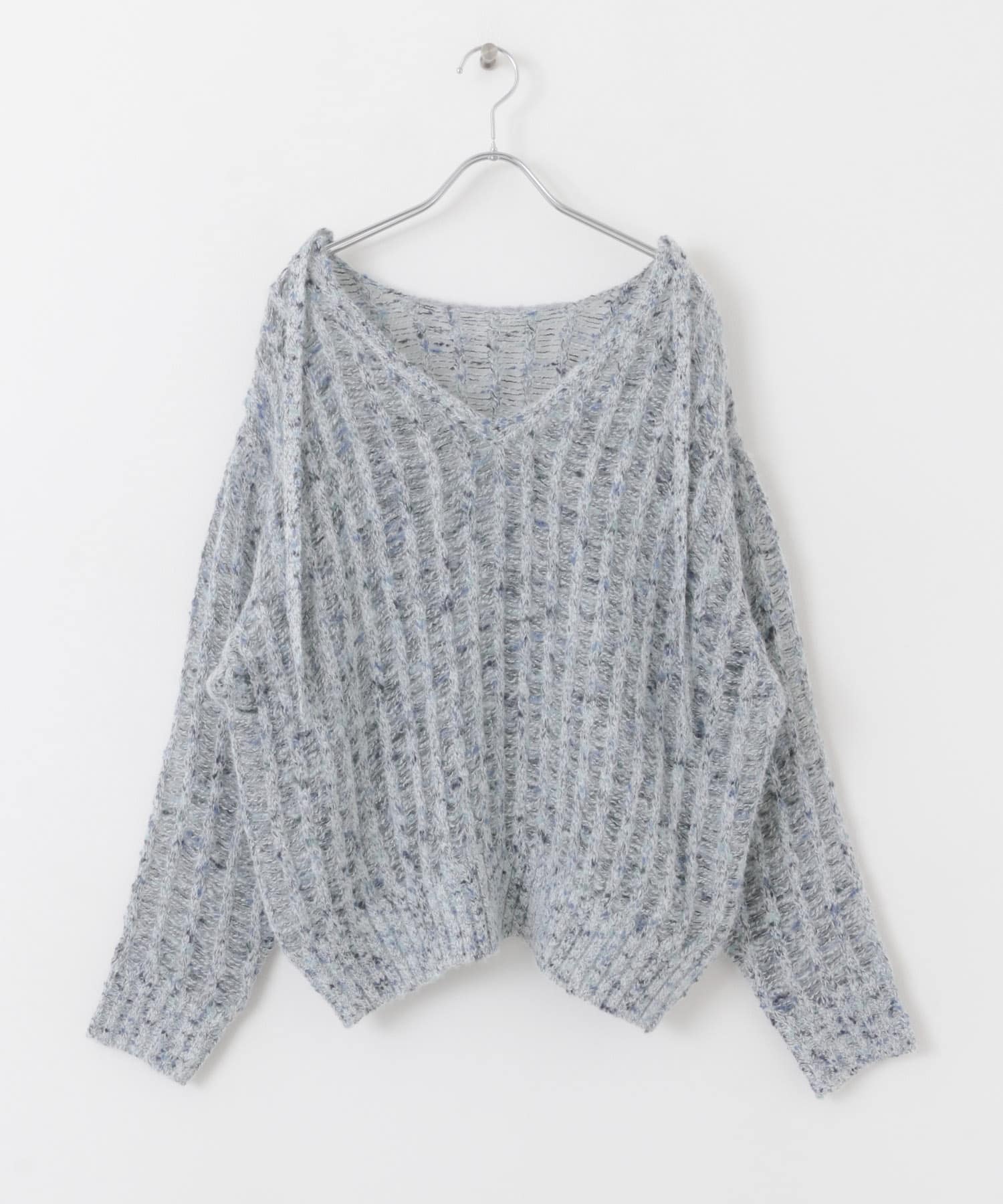 2WAYネップメッシュニット BLUE MIX one