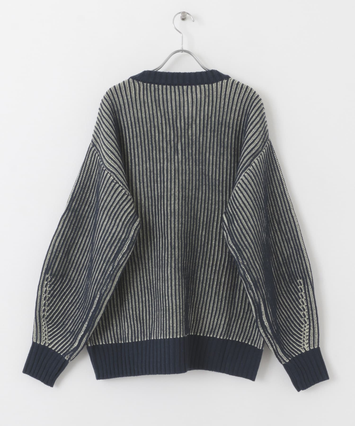 バイカラーRIBオーバーニット NVY×L.GRN one
