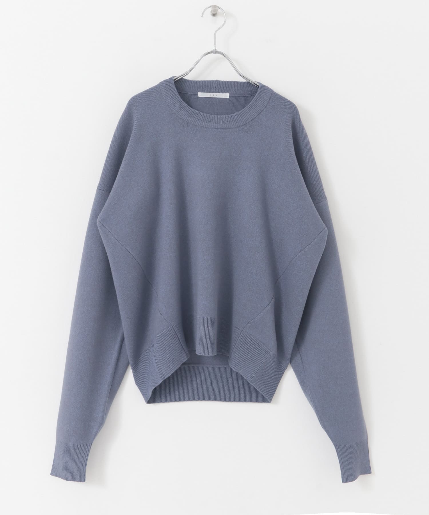 フラットパターンクルーネックニット DUSTY BLUE one