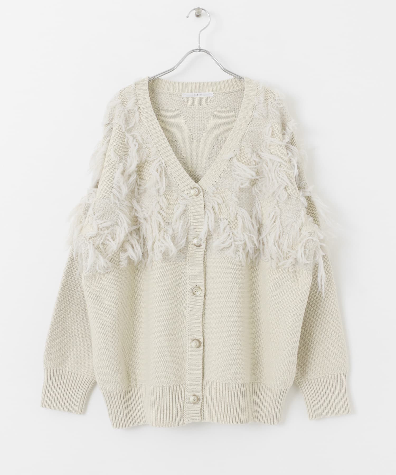 ジャガードフリンジカーディガン IVORY one