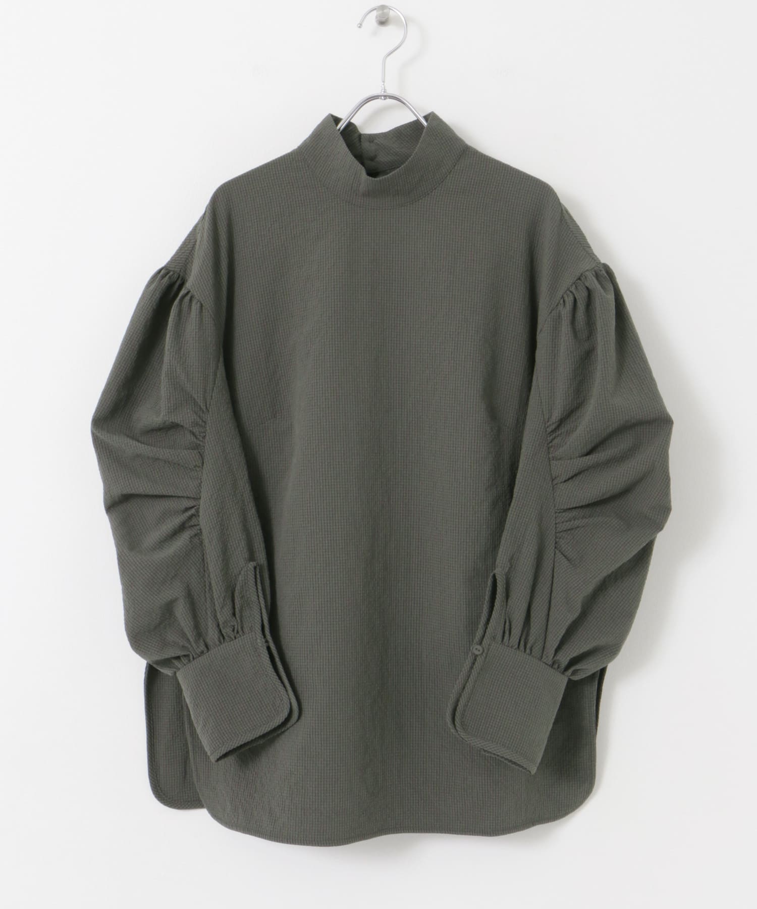ボリュースリーブハイネックブラウス CHARCOAL one