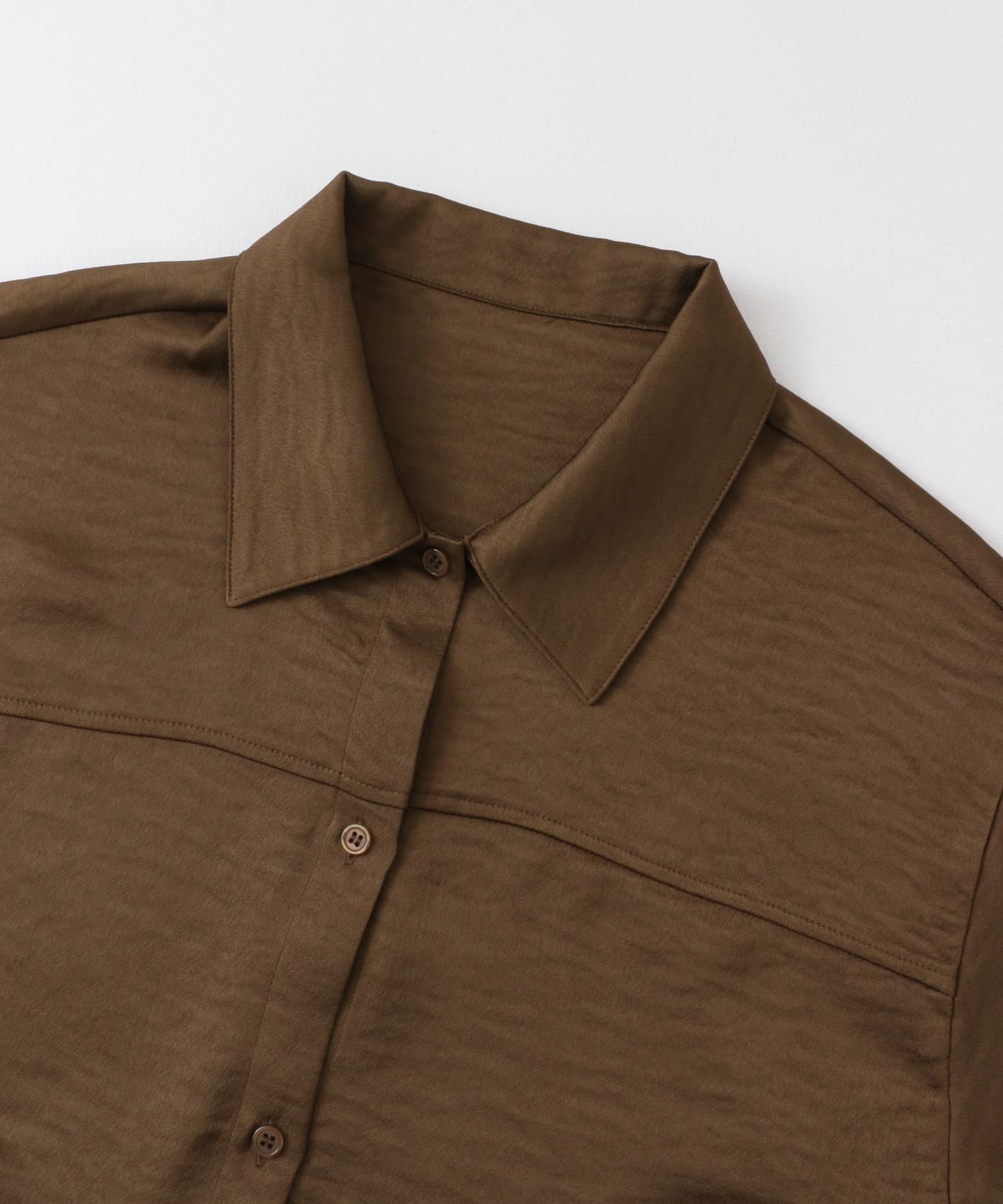 サテンロングシャツ BROWN one