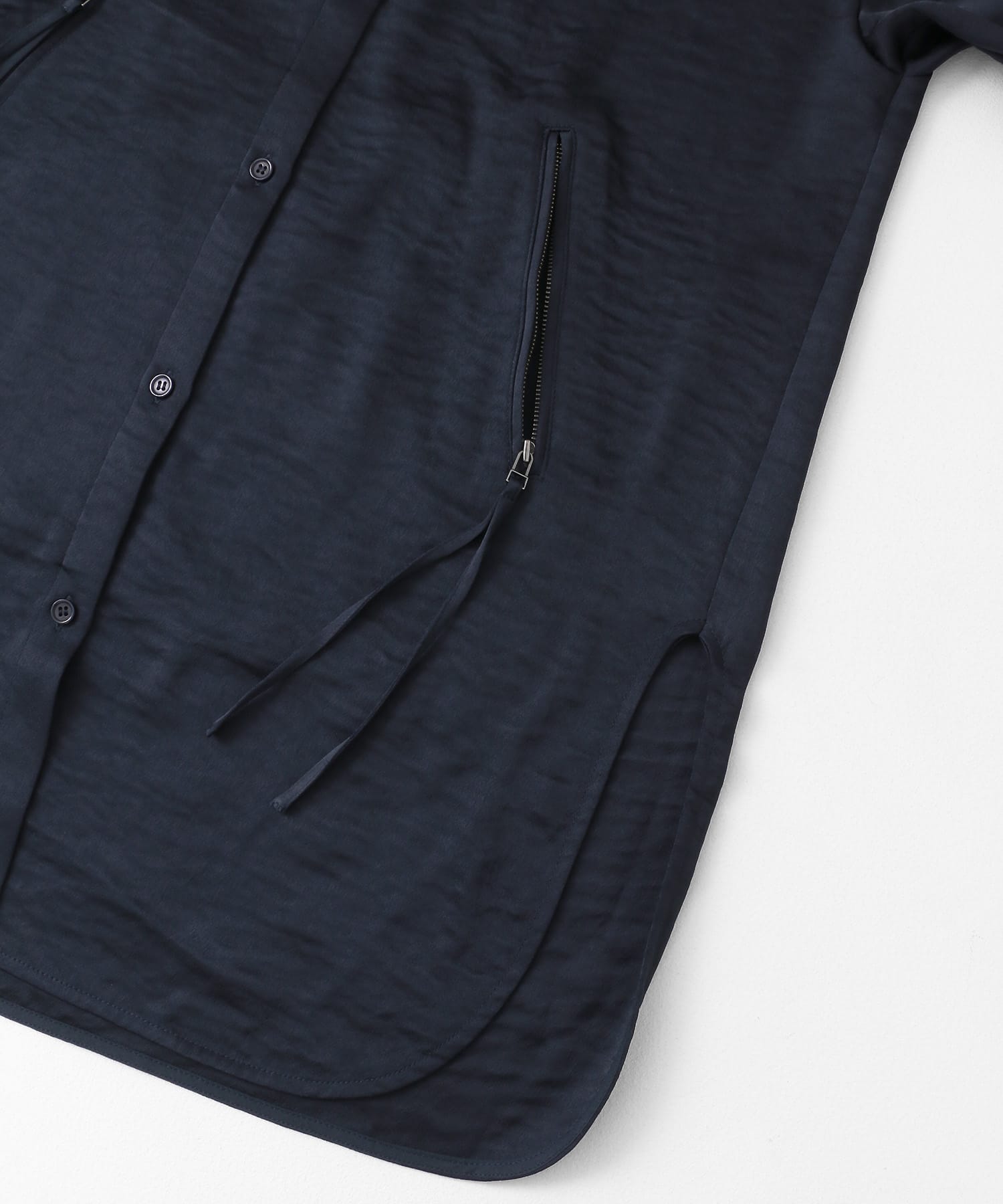 サテンロングシャツ D.NAVY one
