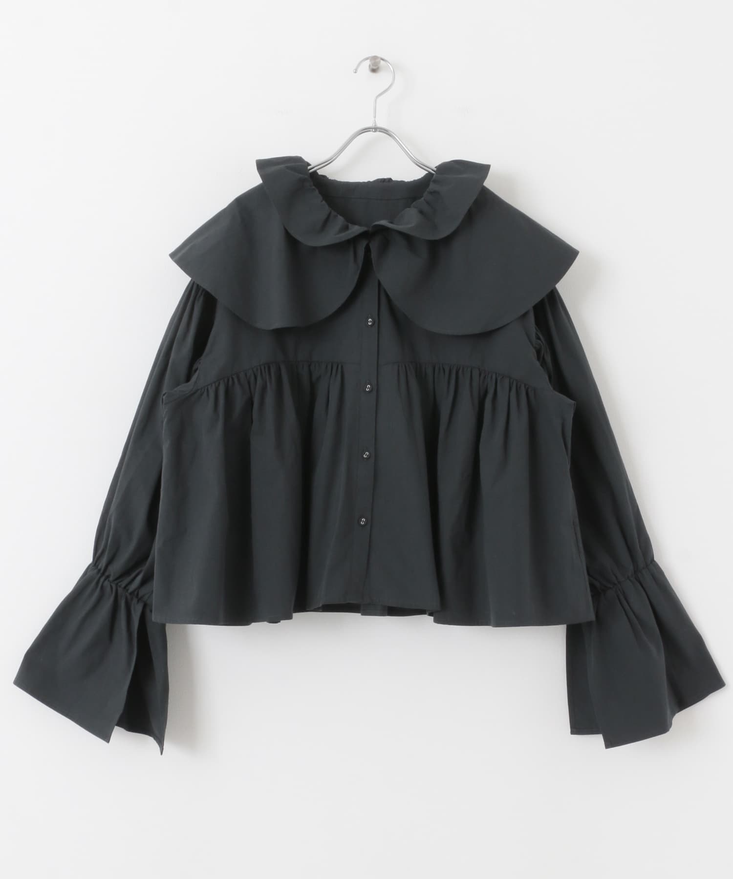 ダブルフリルカラーブラウス CCL NAVY one