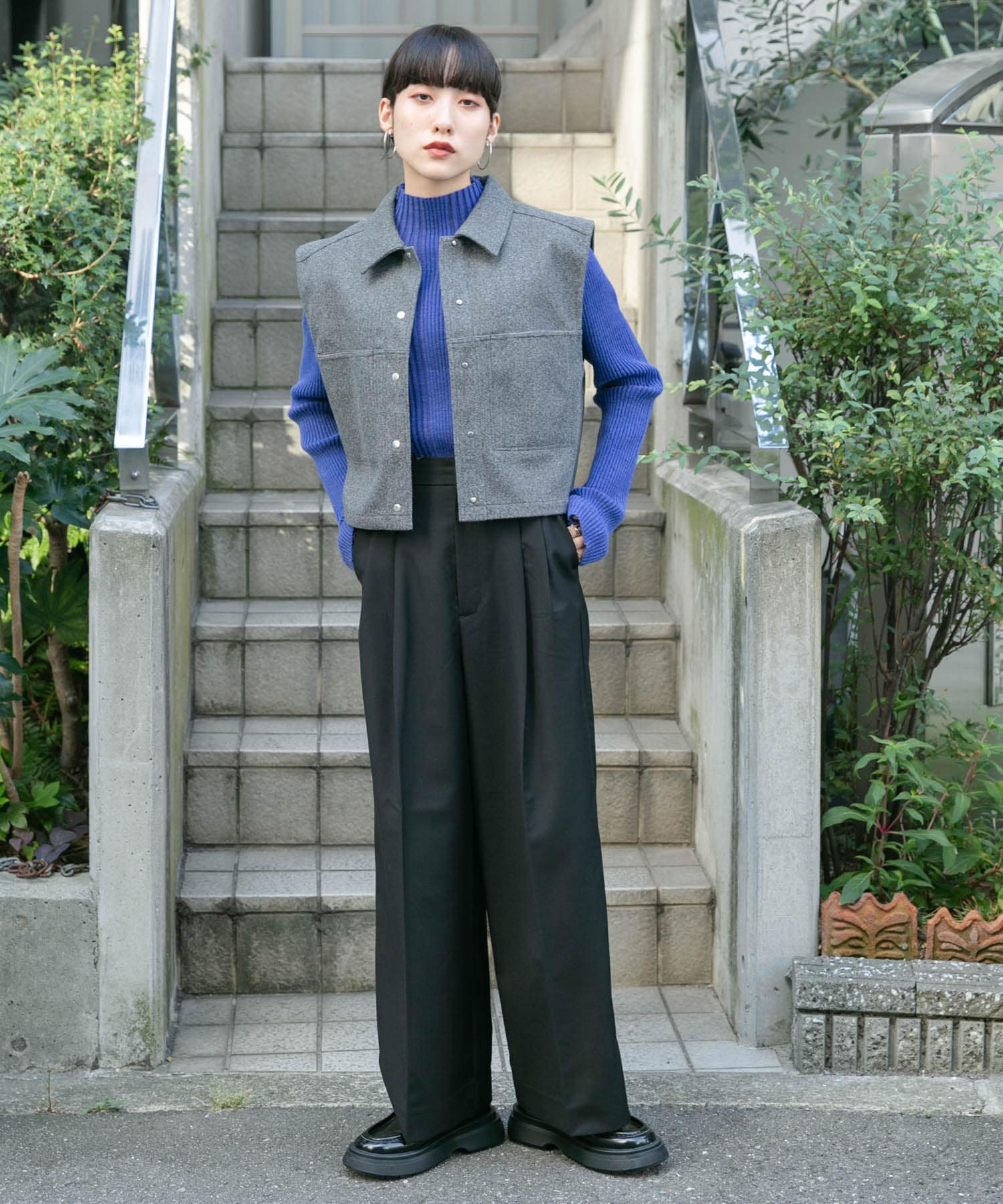 『2サイズ展開』タックストレートスラックス