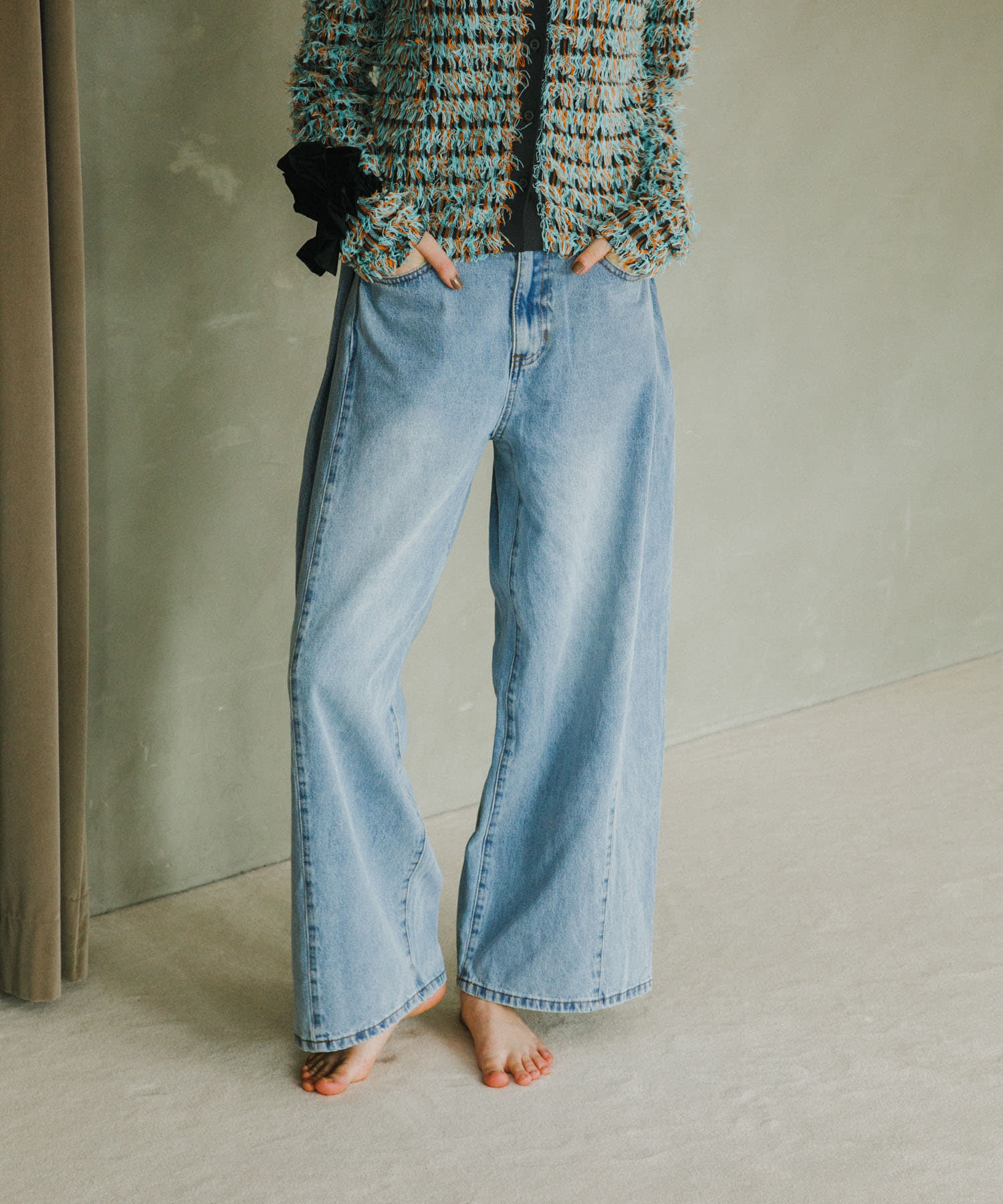 『低身長向けも展開』サイドタックデニム