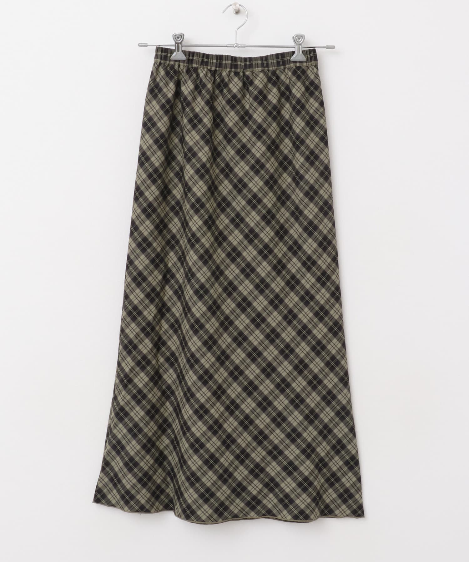 チェックナロースカート(裏付) KHAKI×BLK one