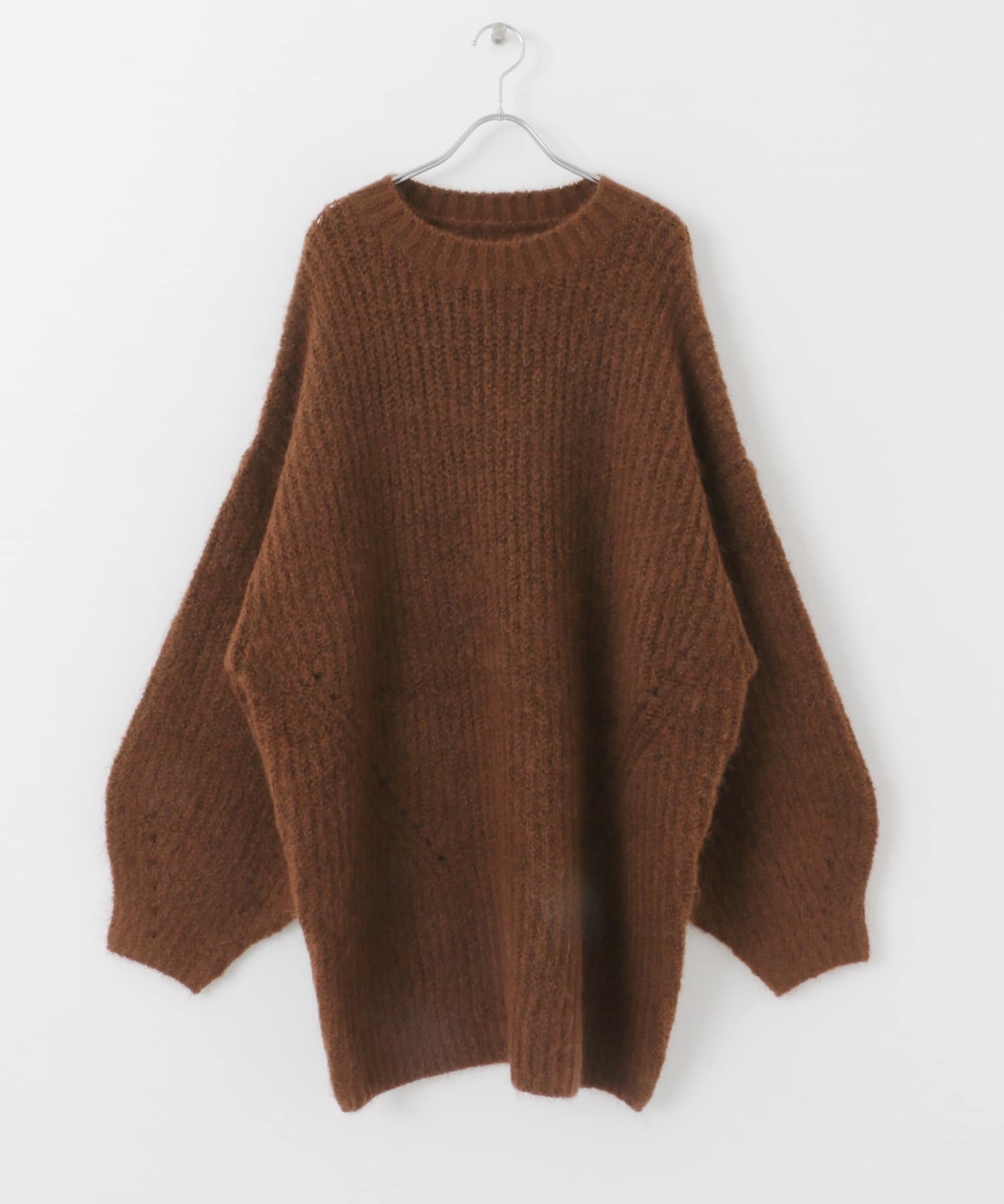 ボリュームニットミニワンピース BROWN one
