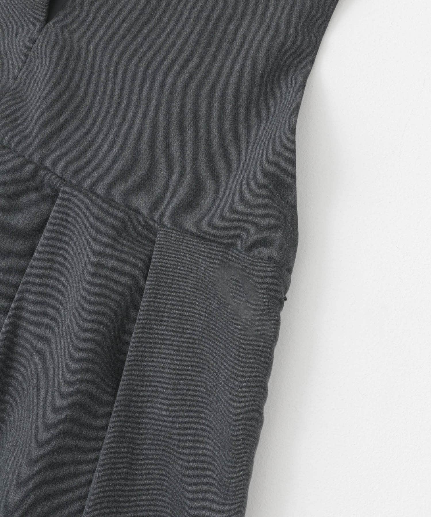 『2サイズ展開』キーネックBIGプリーツジャンパースカート CHARCOAL 36
