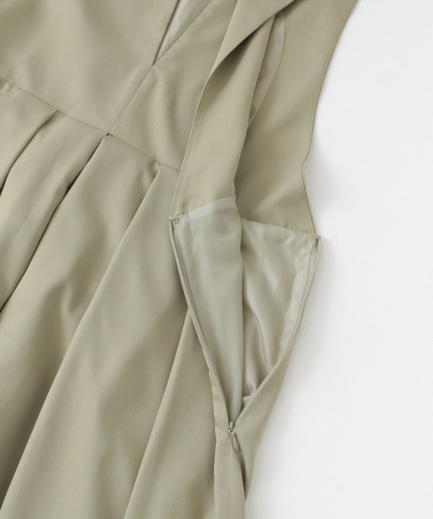『2サイズ展開』キーネックBIGプリーツジャンパースカート L.KHAKI 36