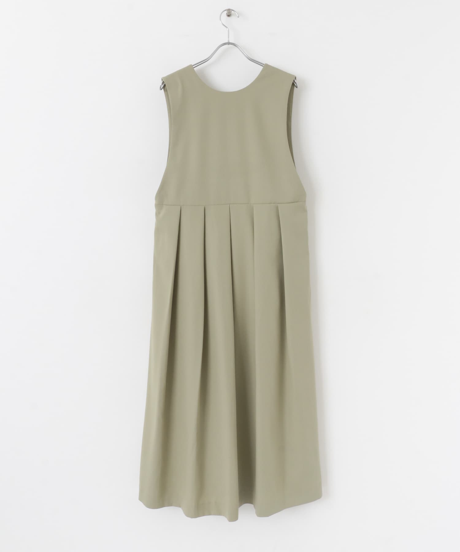『2サイズ展開』キーネックBIGプリーツジャンパースカート L.KHAKI 36