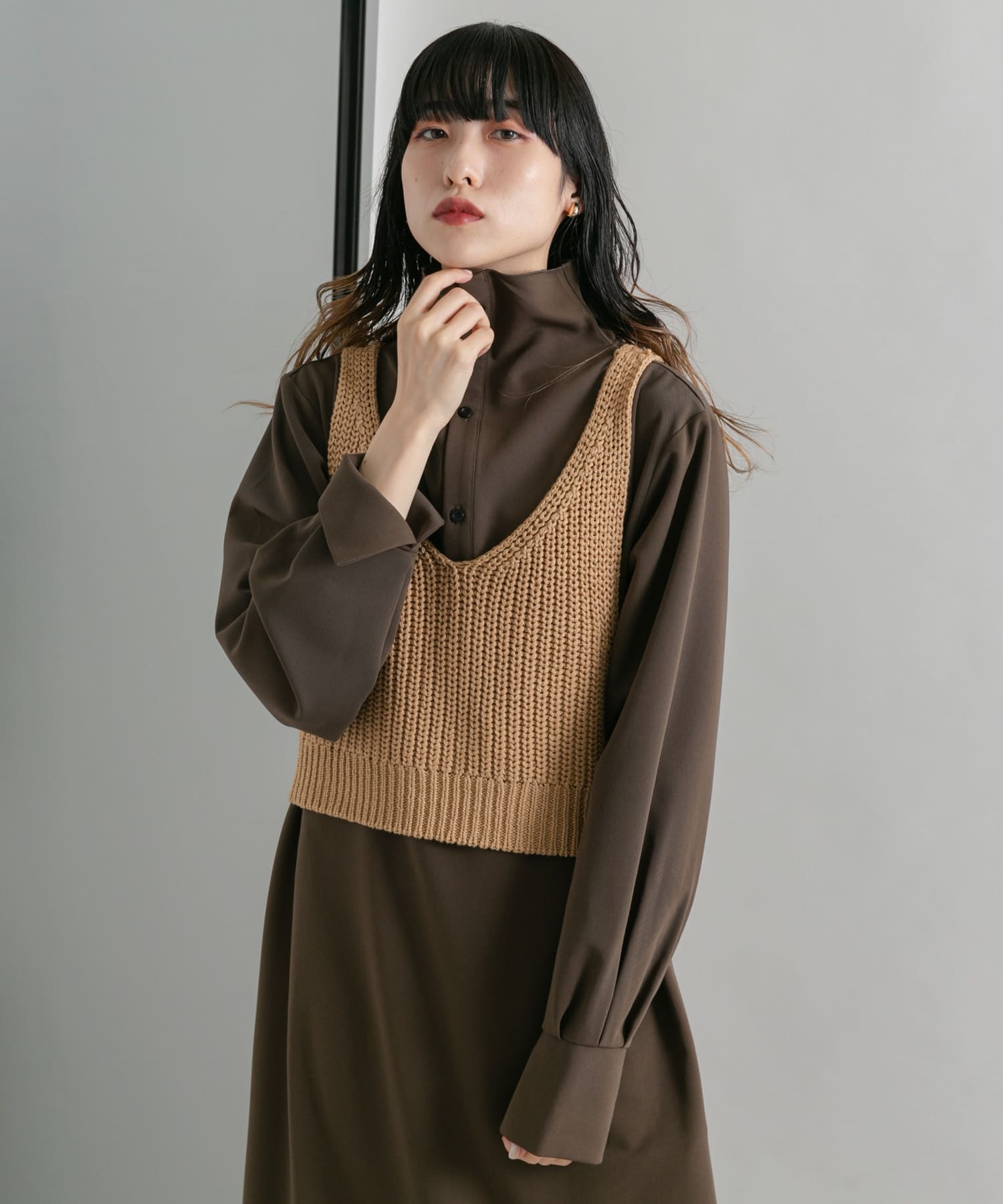 ニットビスチェSETワンピース(one BROWN×BEG): ワンピース｜URBAN