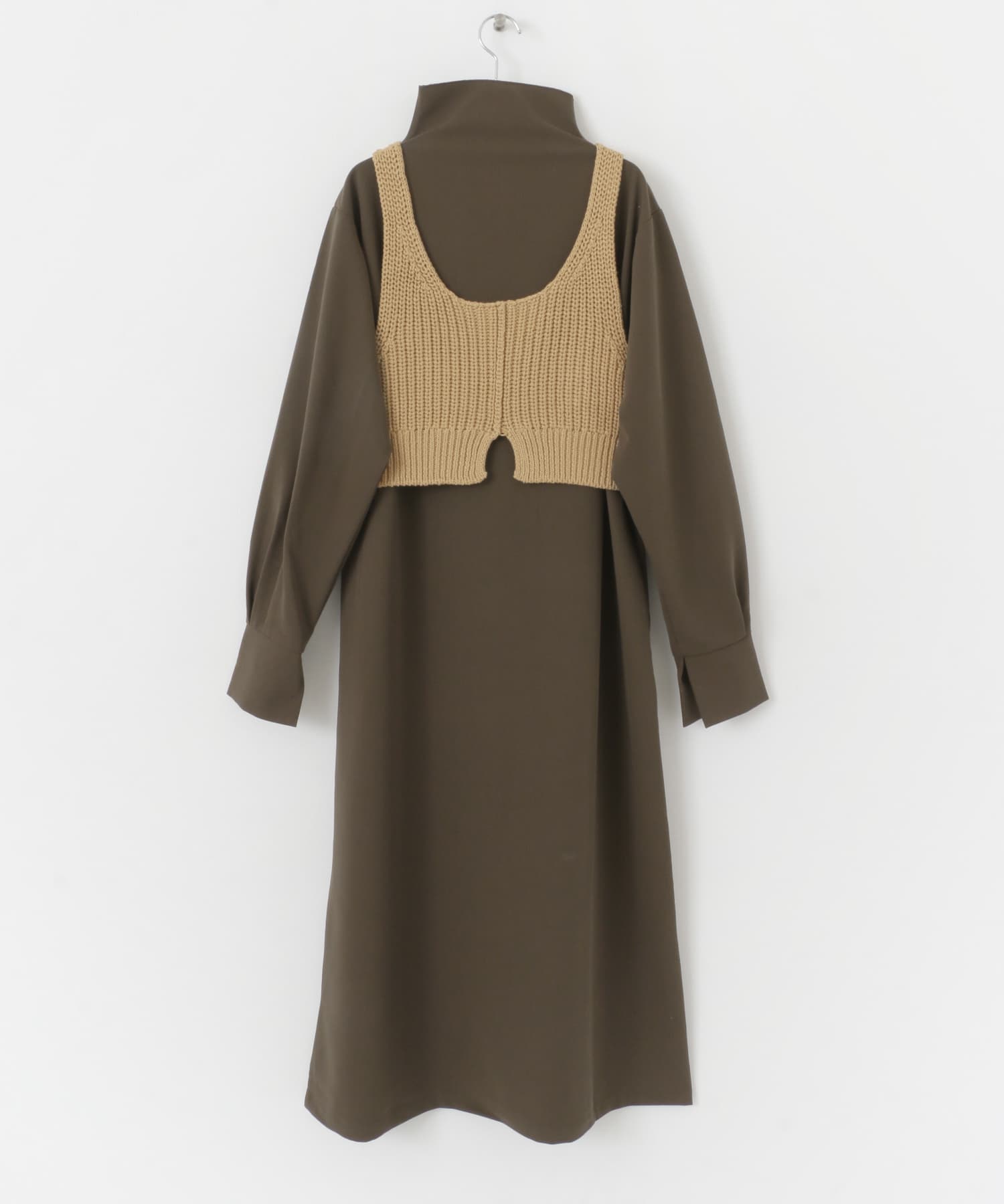 ニットビスチェSETワンピース BROWN×BEG one