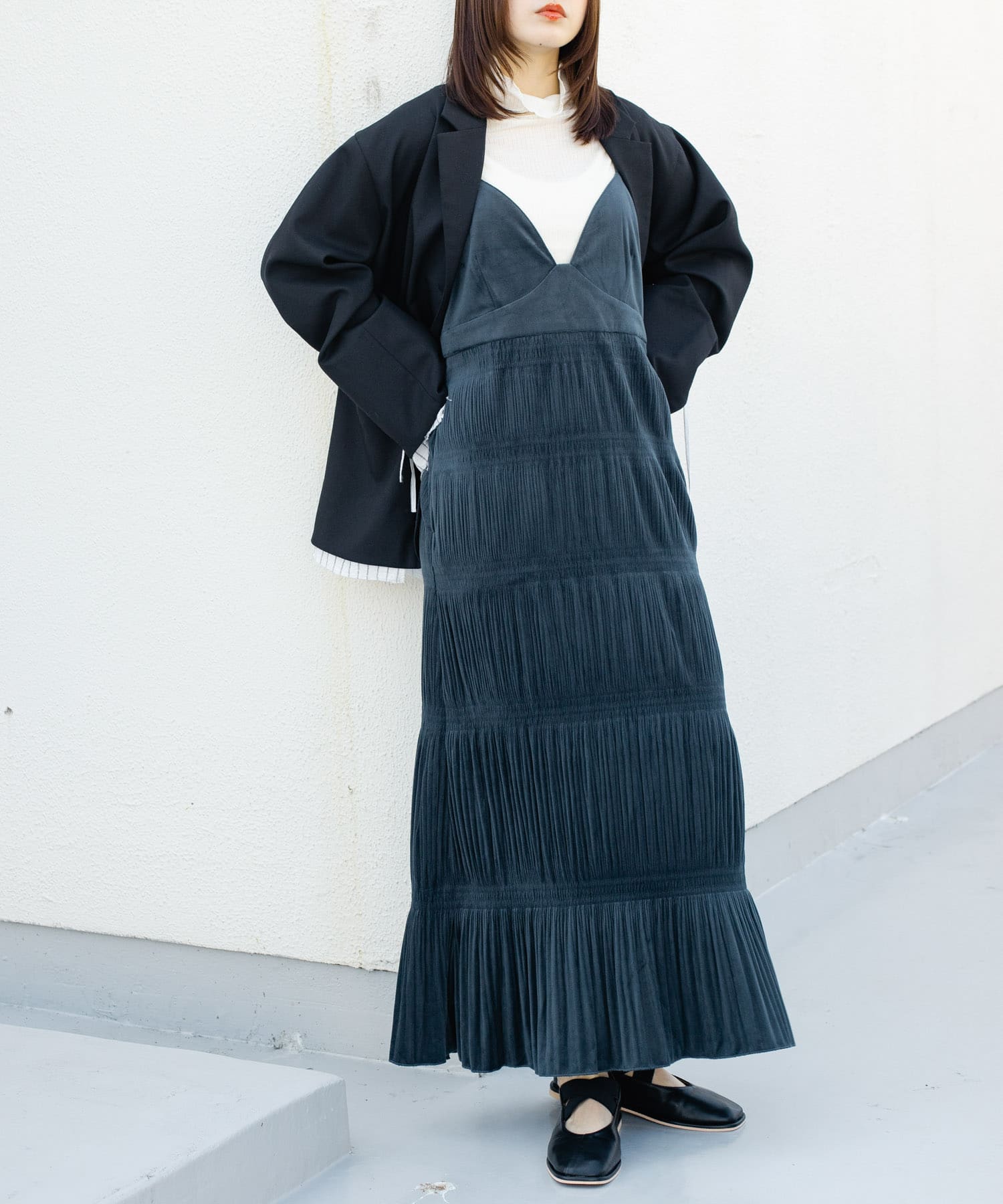 マジョリカプリーツキャミワンピース