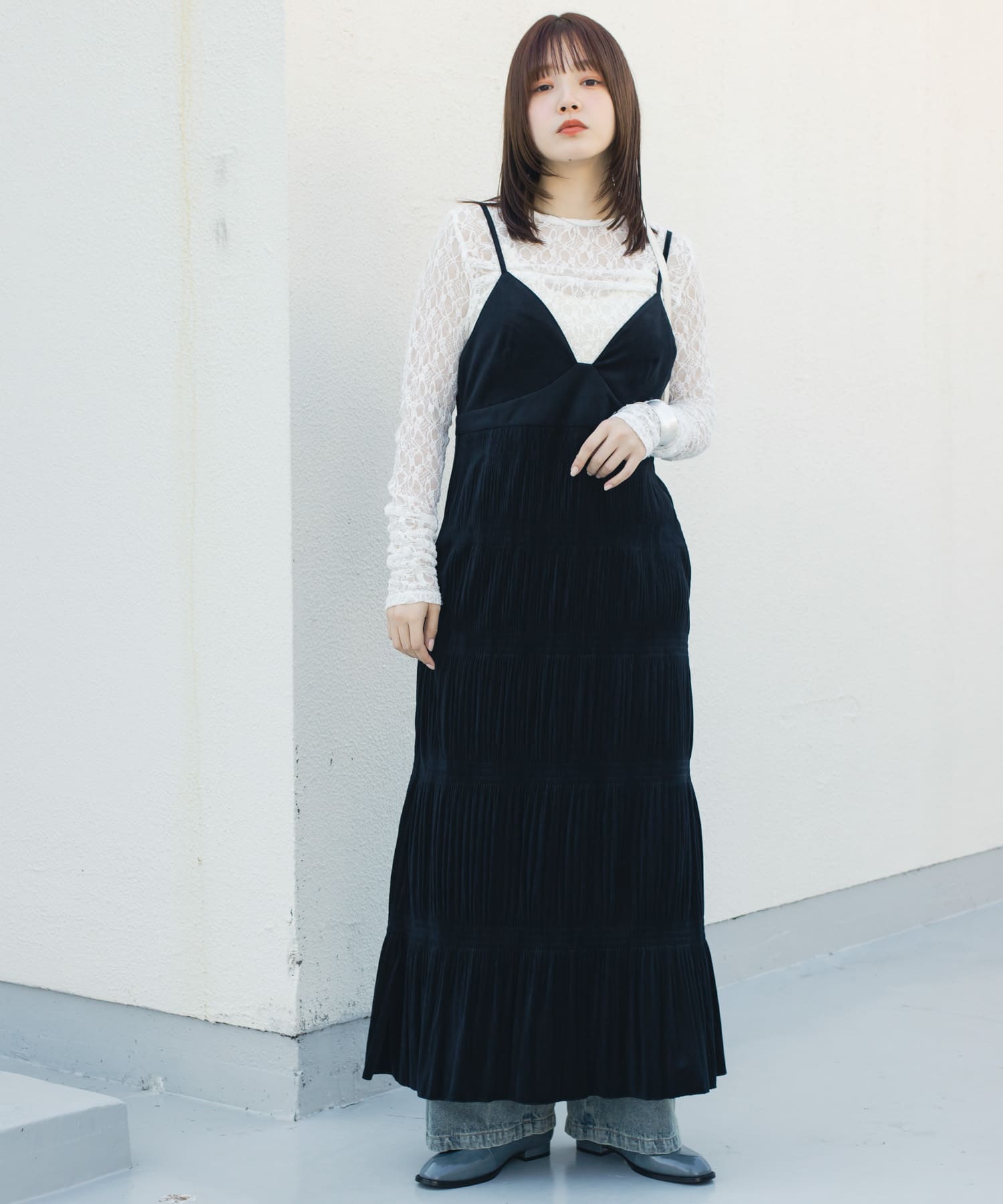 マジョリカプリーツキャミワンピース