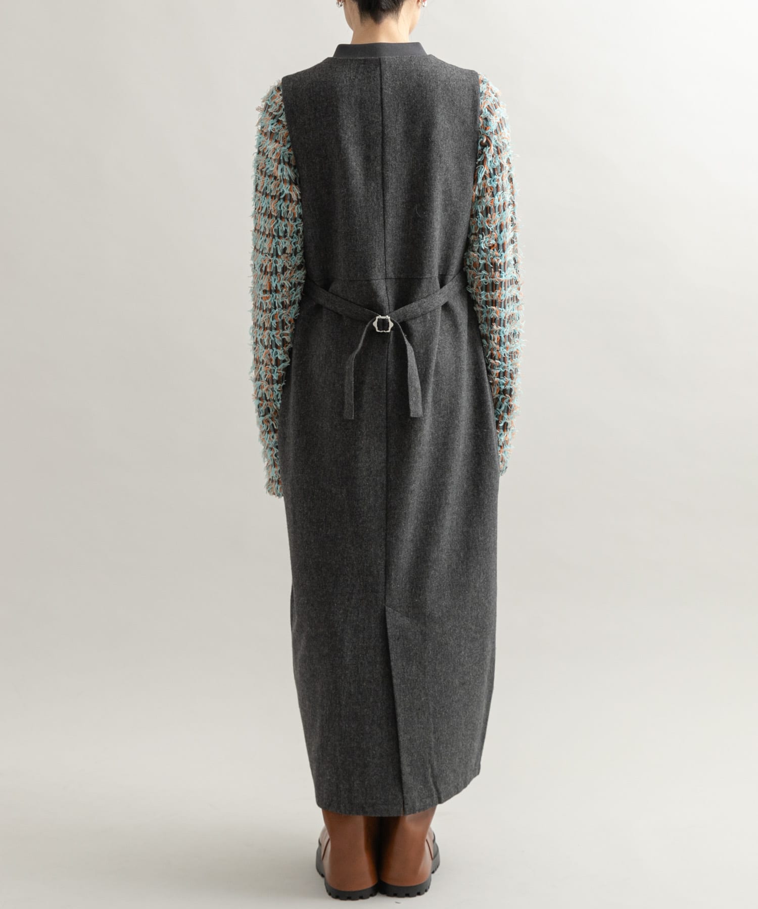 シャン 2サイズ展開』ツイードジャンパースカート(36 CHARCOAL): ワンピース