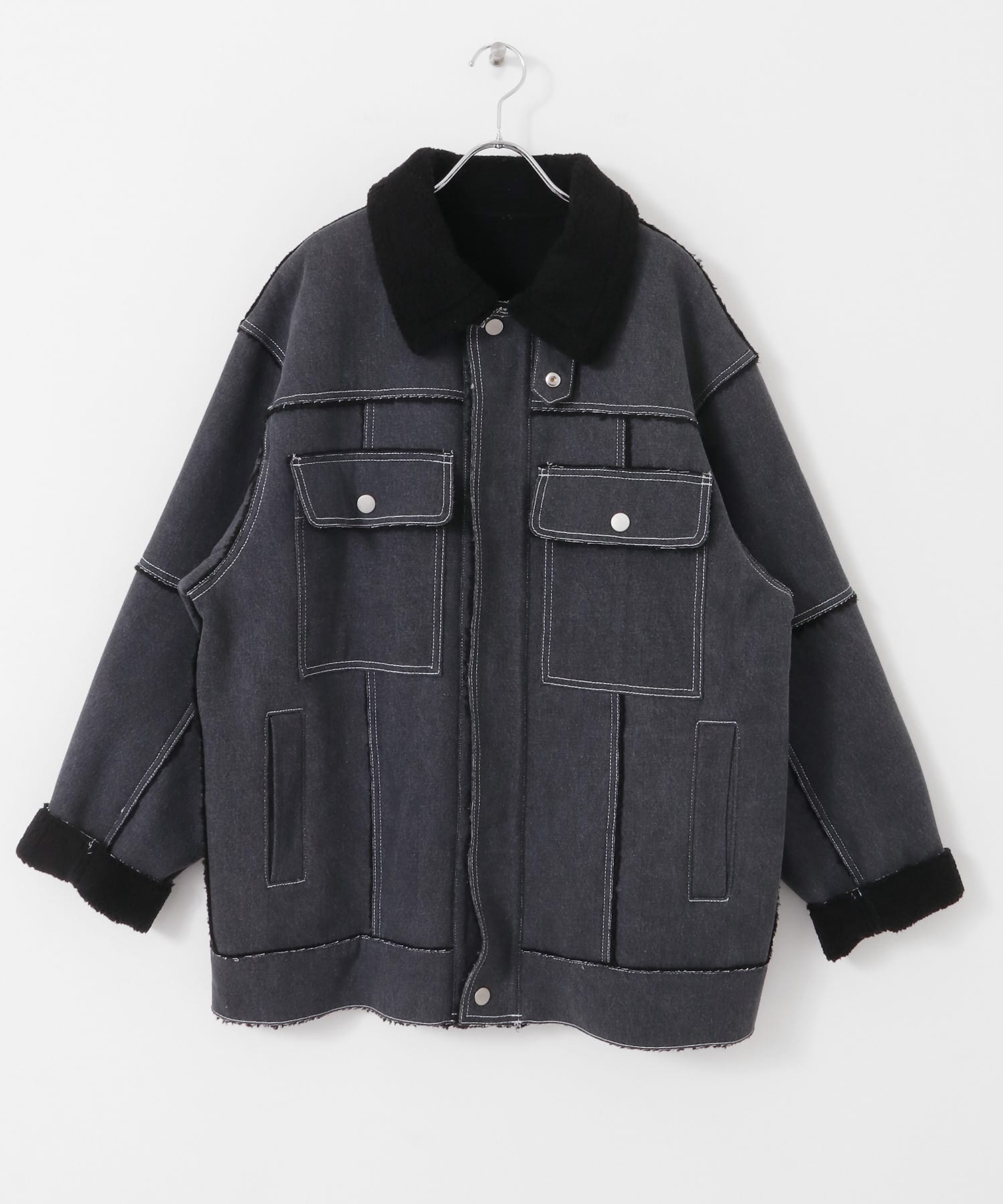 オーバーサイズボアジャケット BLACK one