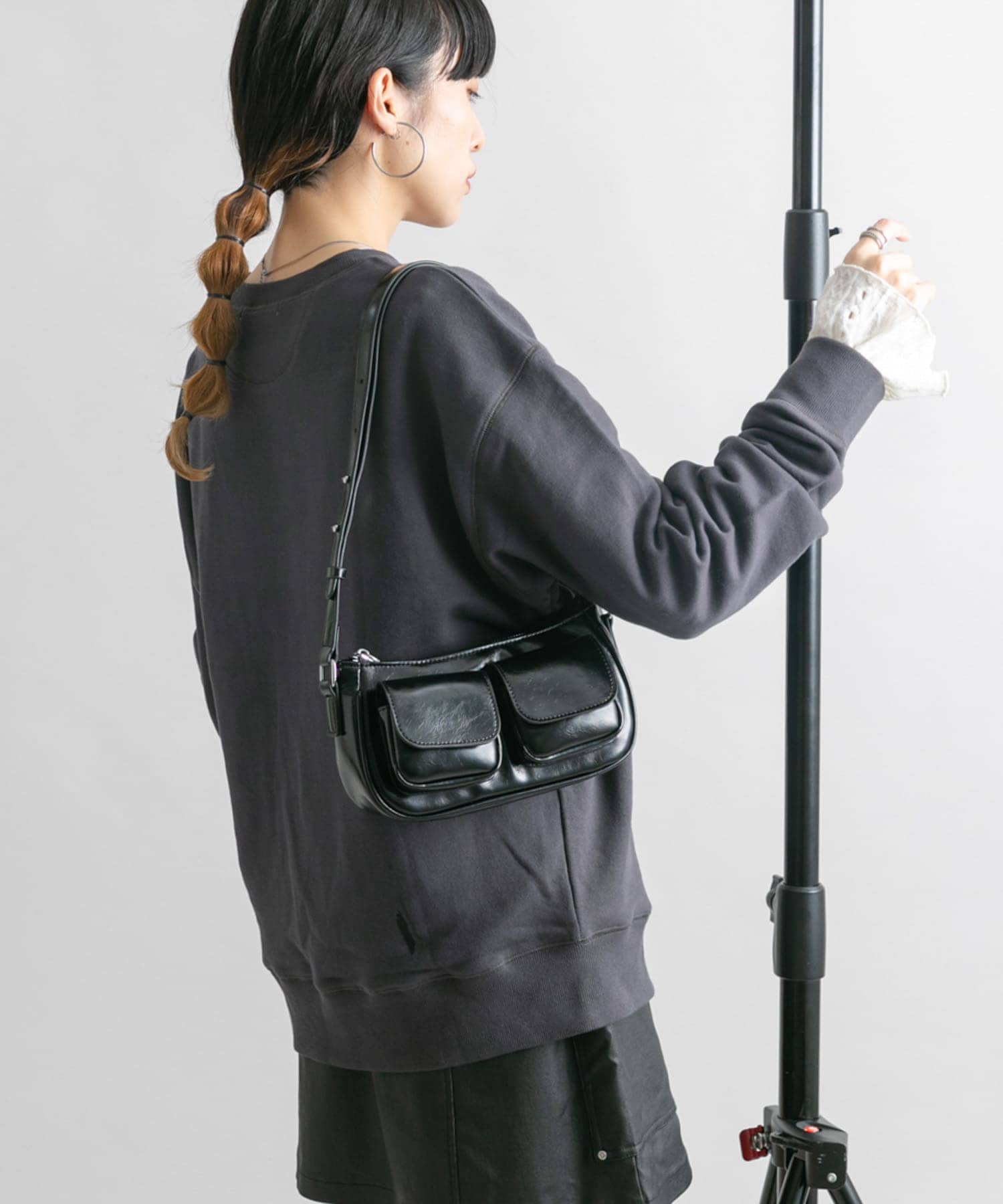 アウトポケットショルダーBAG BLACK one