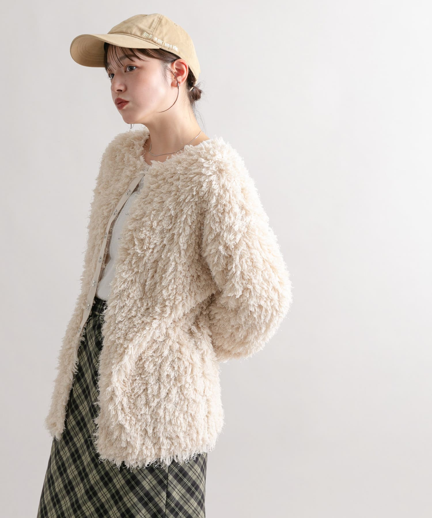 サイドエンブロイダリーCAP BEIGE one