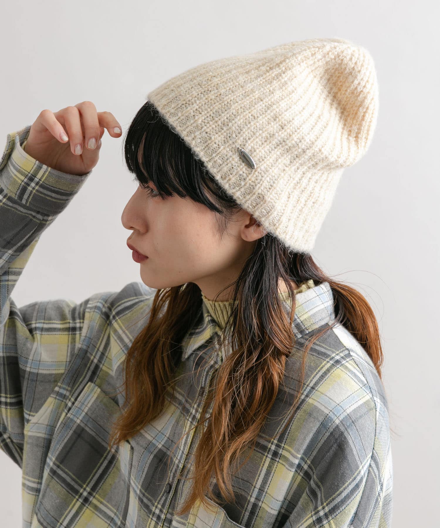 プレートニットビーニー L.BEIGE one