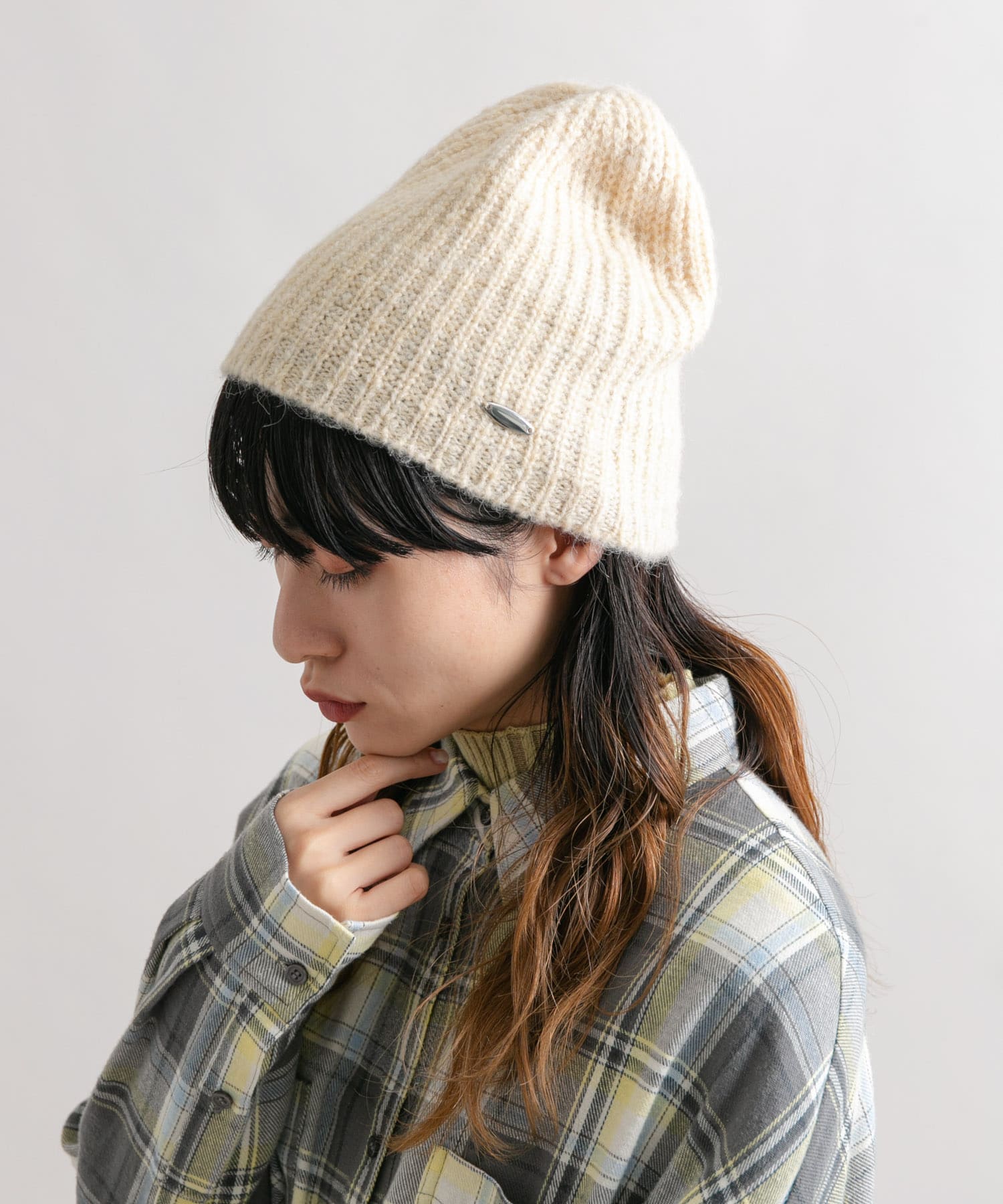 プレートニットビーニー L.BEIGE one
