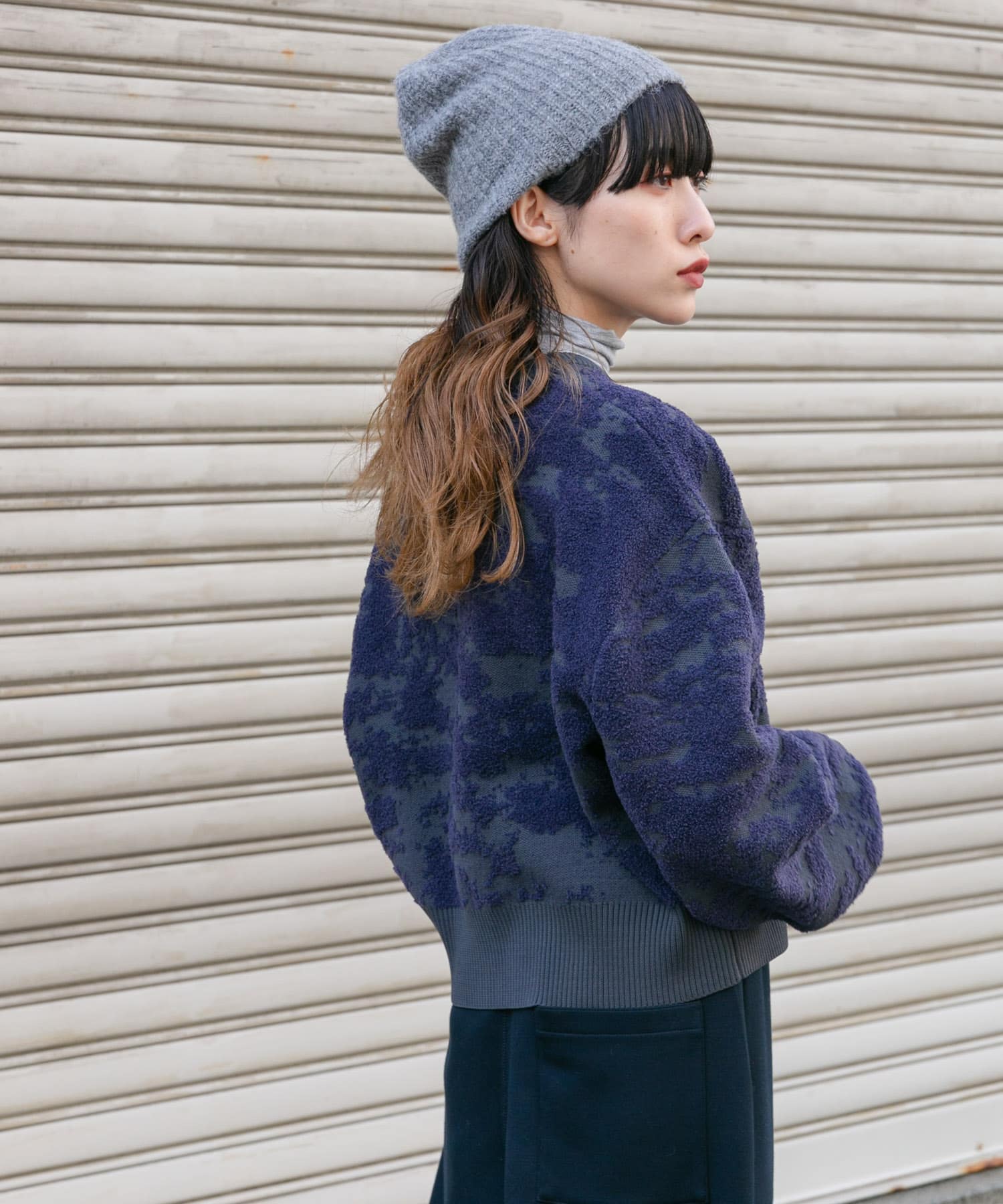 プレートニットビーニー GRAY one