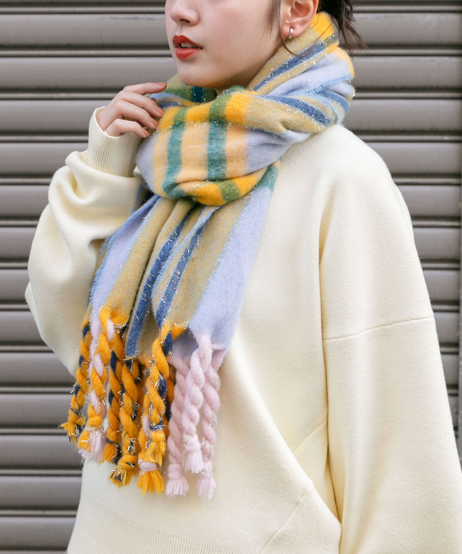 ラメチェックマフラー