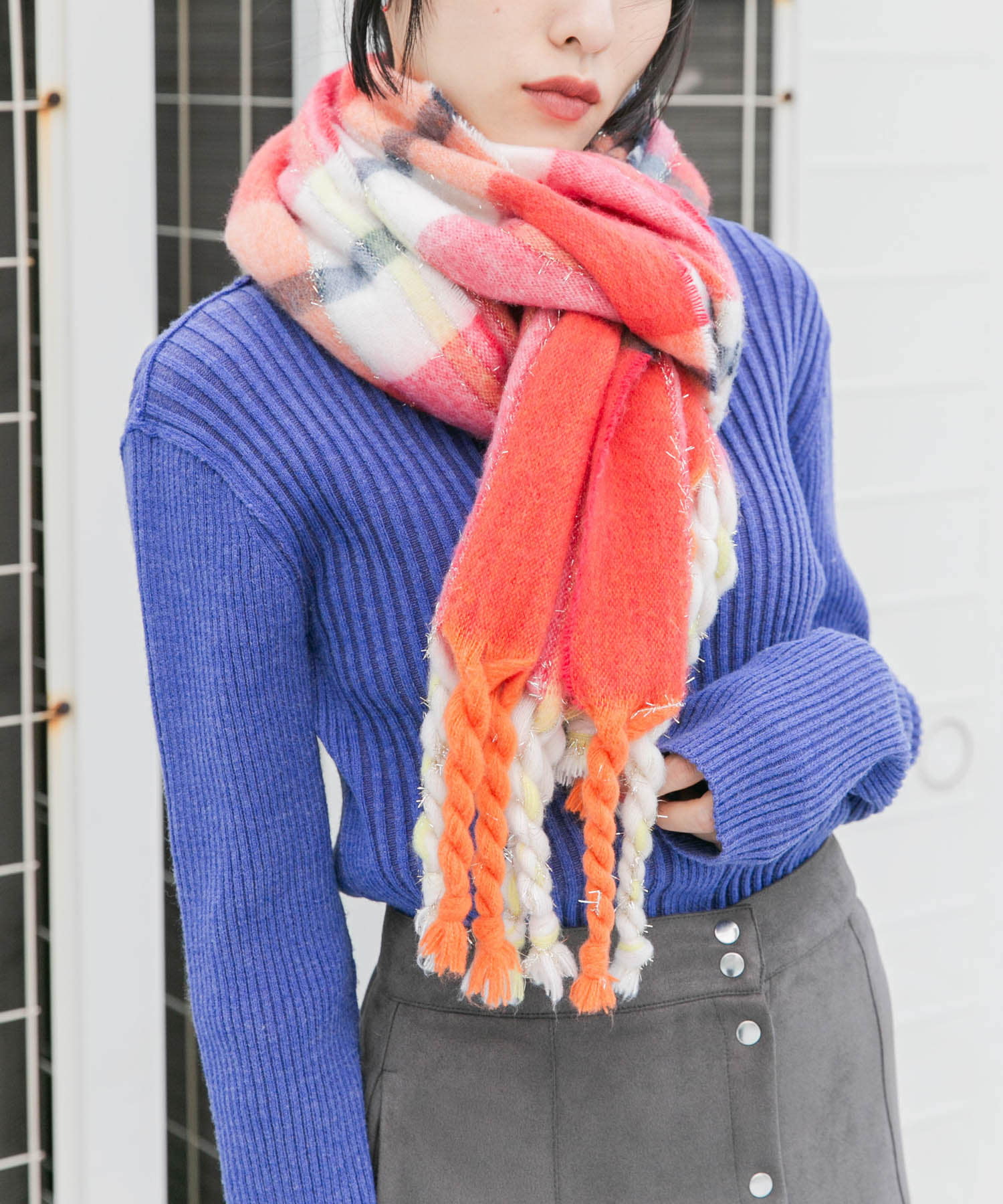 ラメチェックマフラー