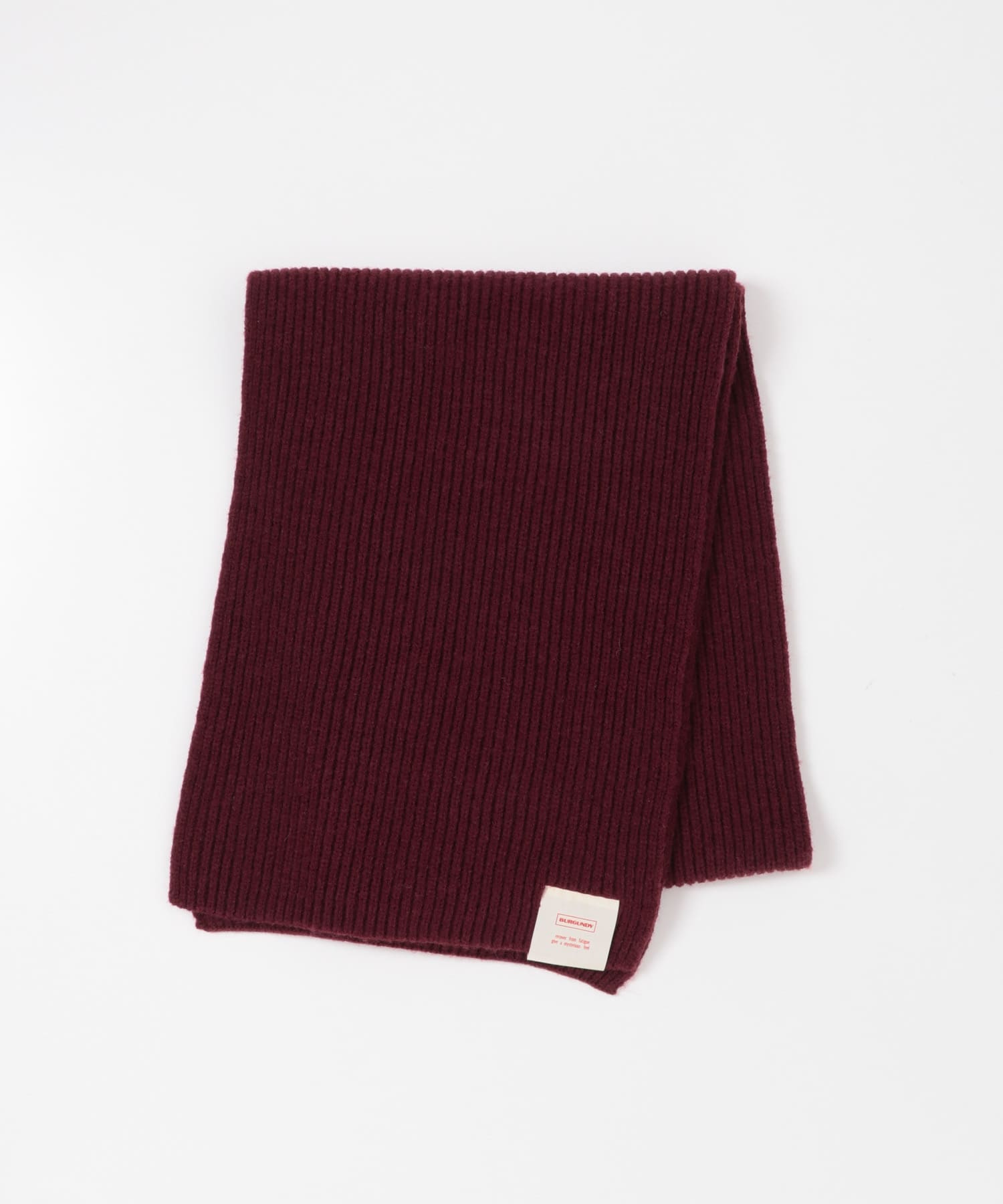 タブ付きリブニットマフラー BURGUNDY one