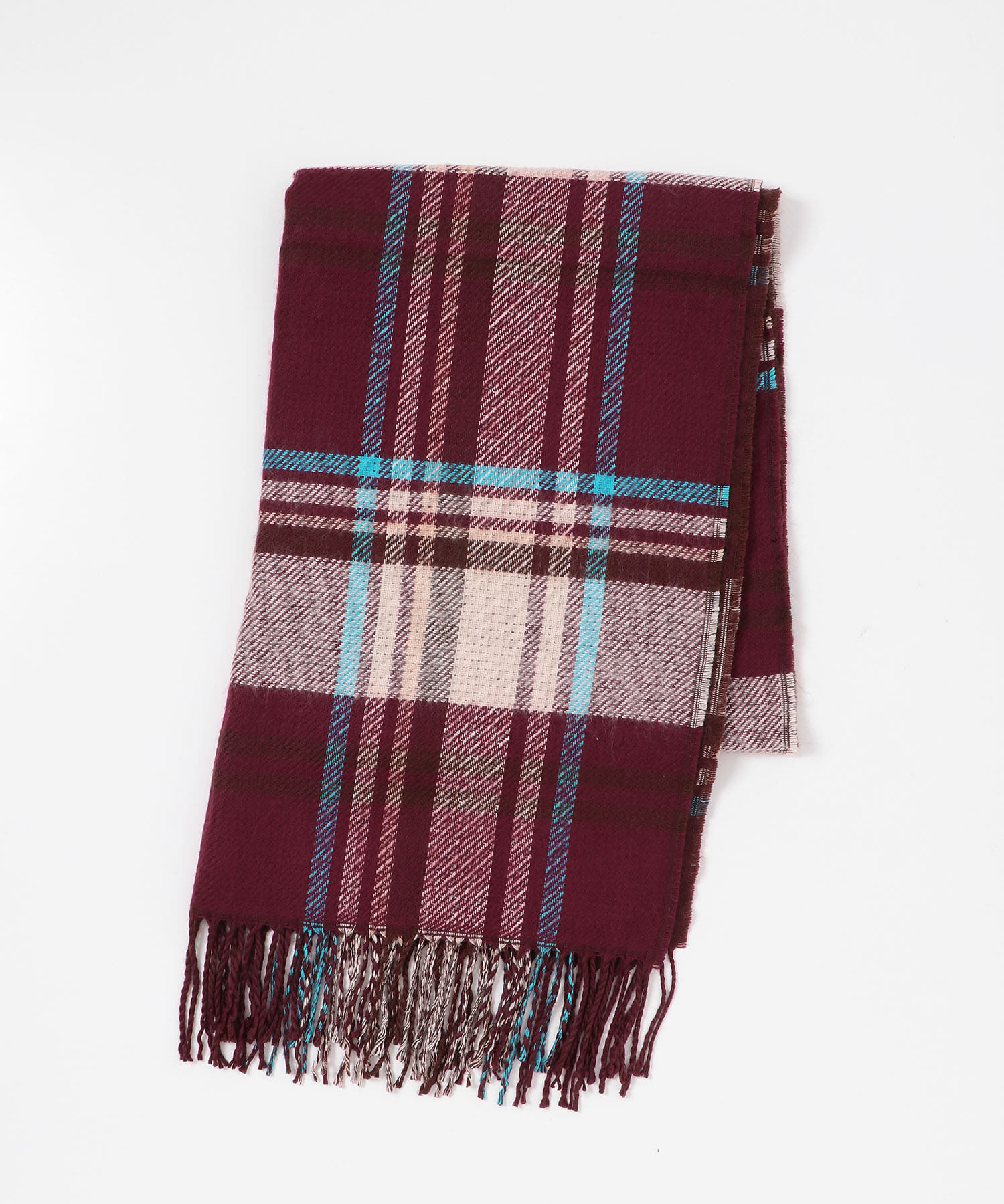 リバーシブルチェックストール BURGUNDY one