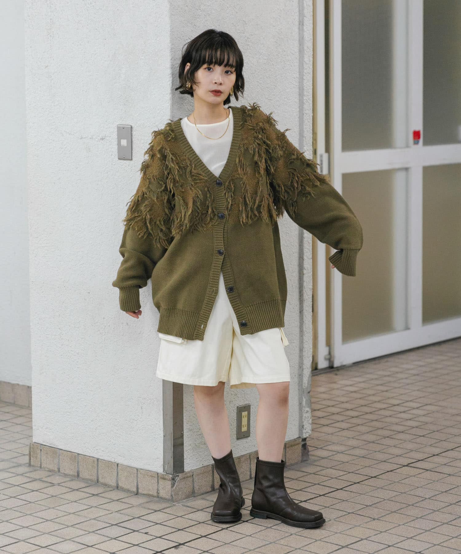 スクエアトゥフラットブーツ D.BROWN 36