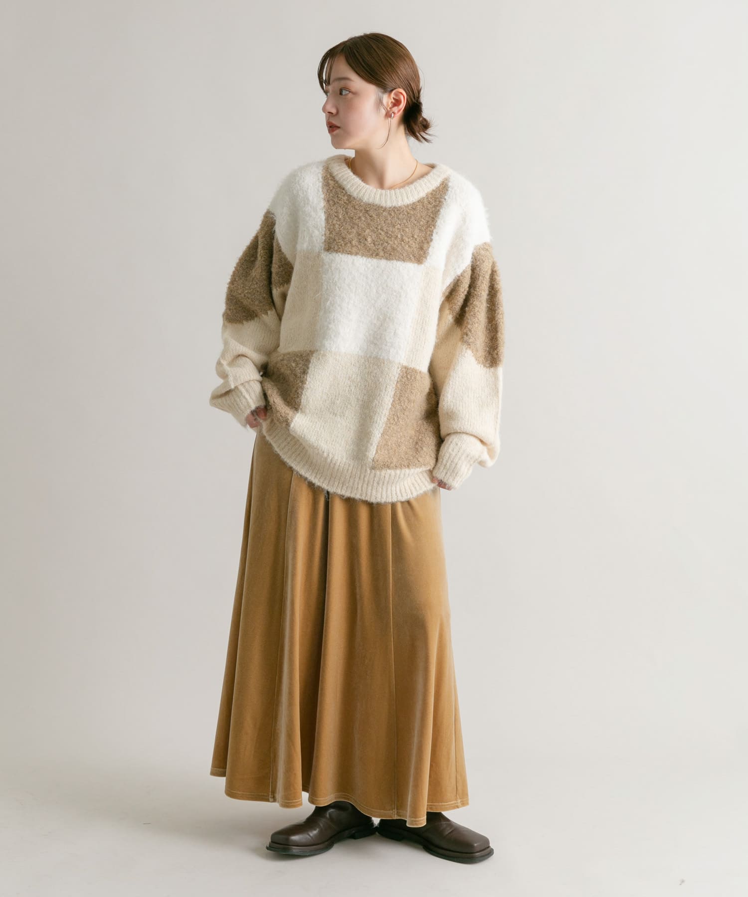 スクエアトゥフラットブーツ D.BROWN 36