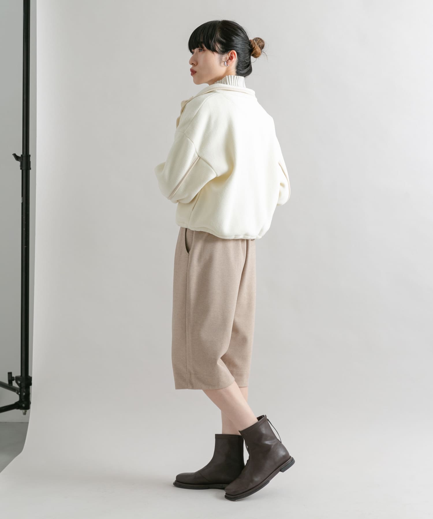 スクエアトゥフラットブーツ D.BROWN 36