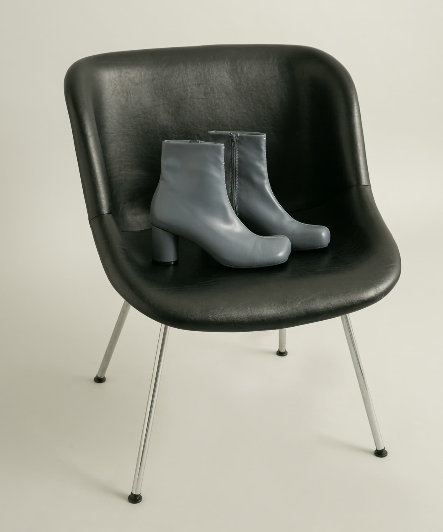 ステッチデザインラウンドトゥブーツ BLUE GRAY 36