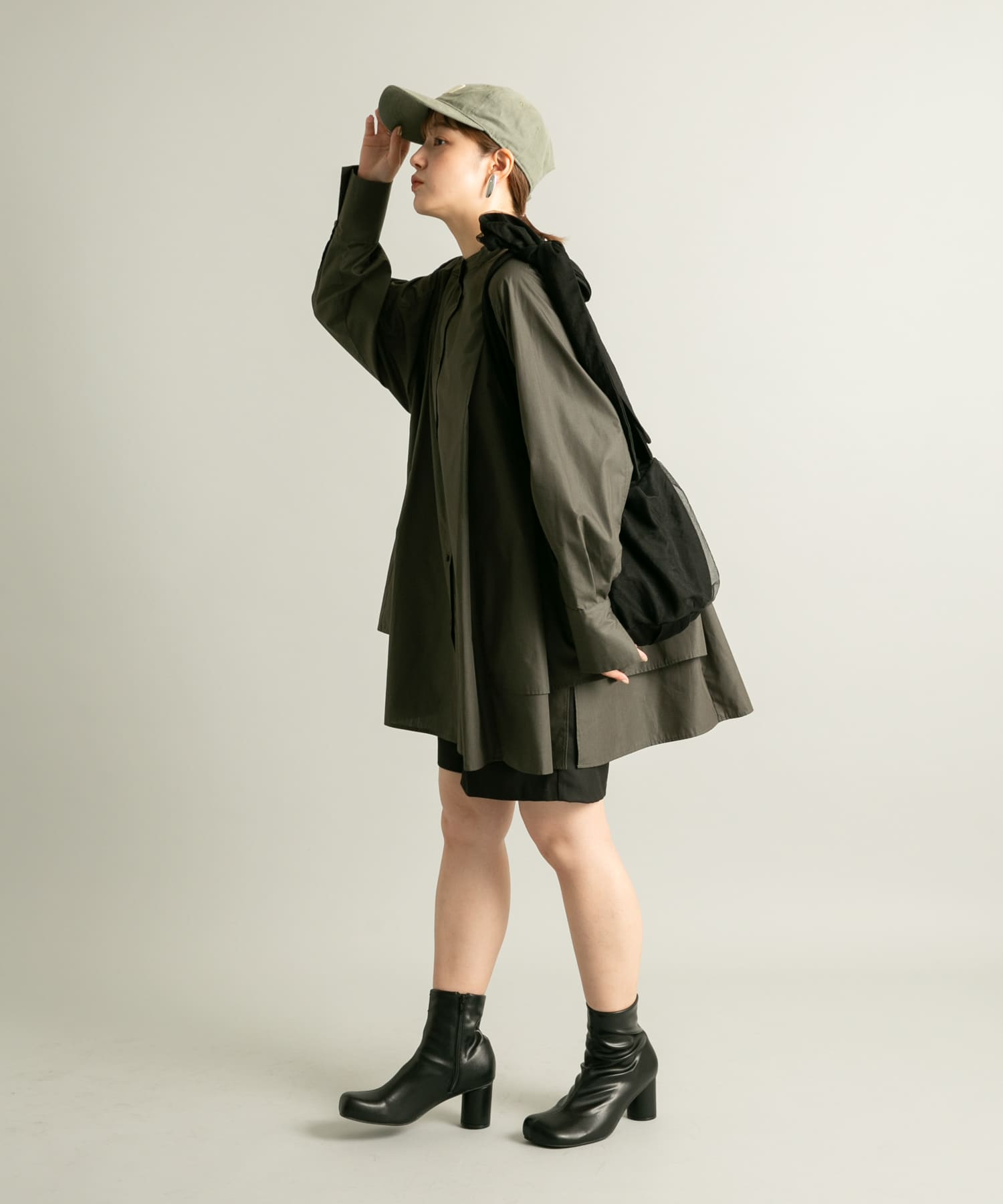 ステッチデザインラウンドトゥブーツ BLACK 36