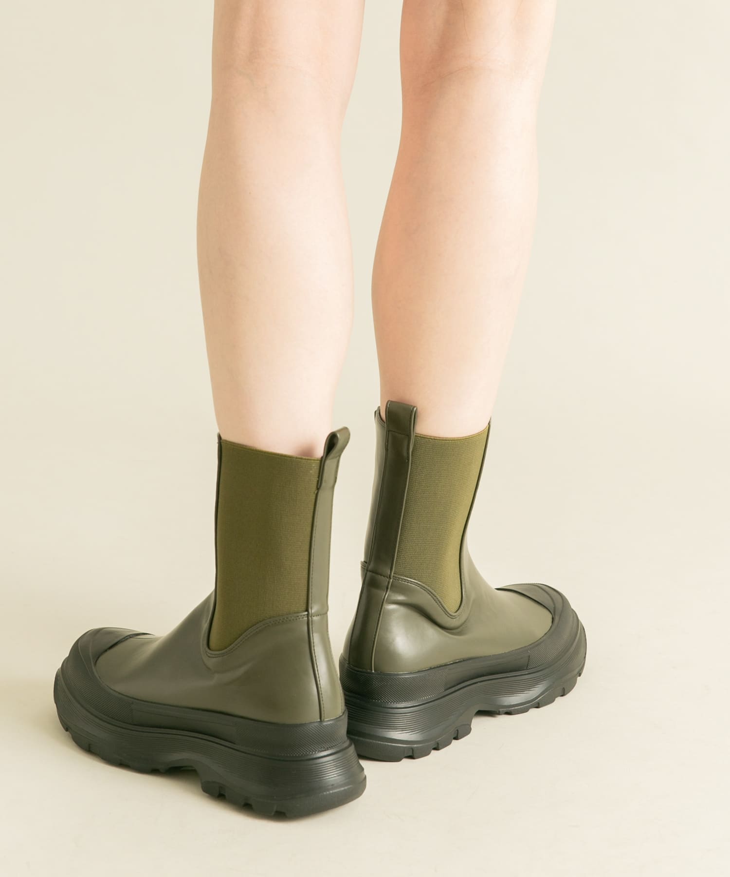 スニーカーソールサイドゴアブーツ KHAKI 36