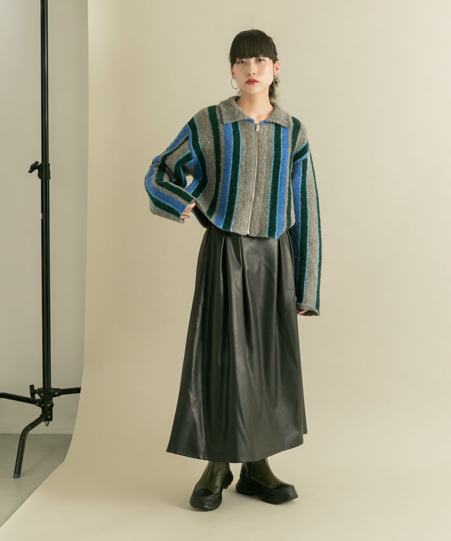 スニーカーソールサイドゴアブーツ KHAKI 37