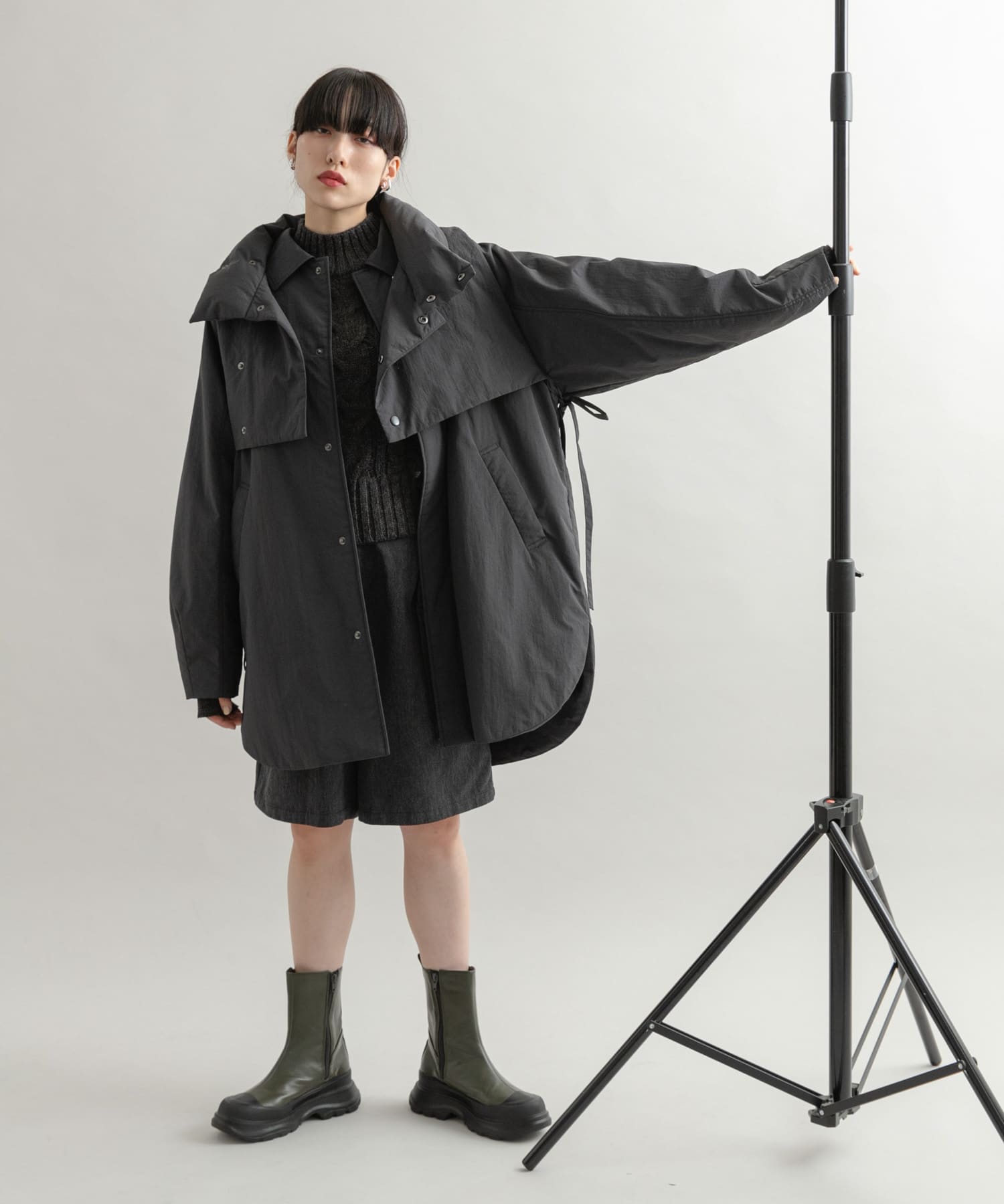 スニーカーソールサイドゴアブーツ KHAKI 37