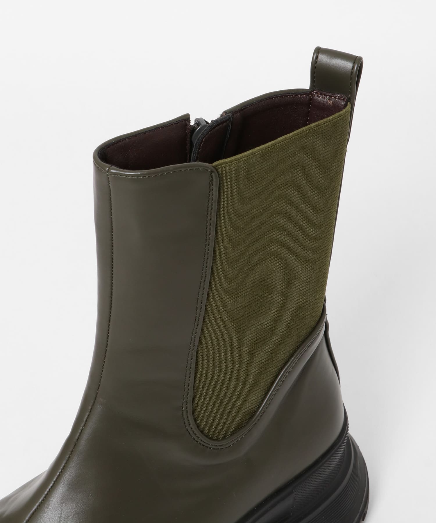 スニーカーソールサイドゴアブーツ KHAKI 36