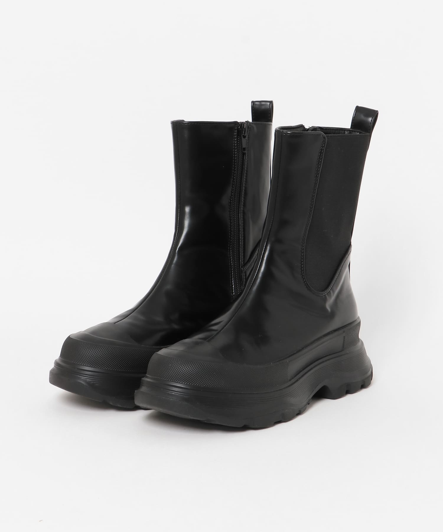スニーカーソールサイドゴアブーツ BLACK 36