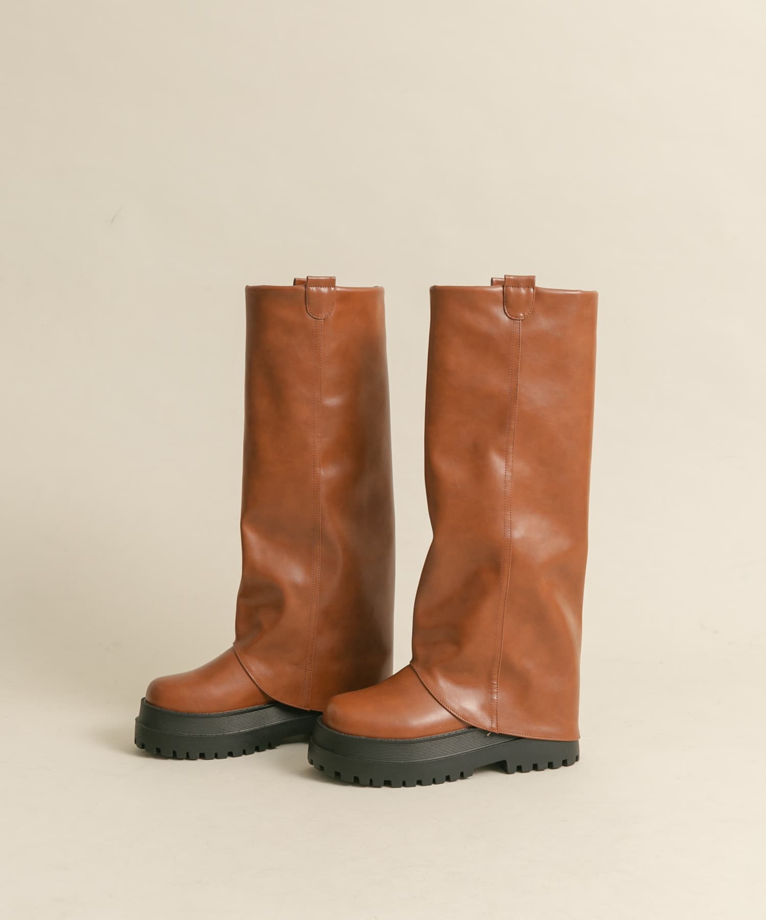 カバーデザインロングブーツ BROWN 36