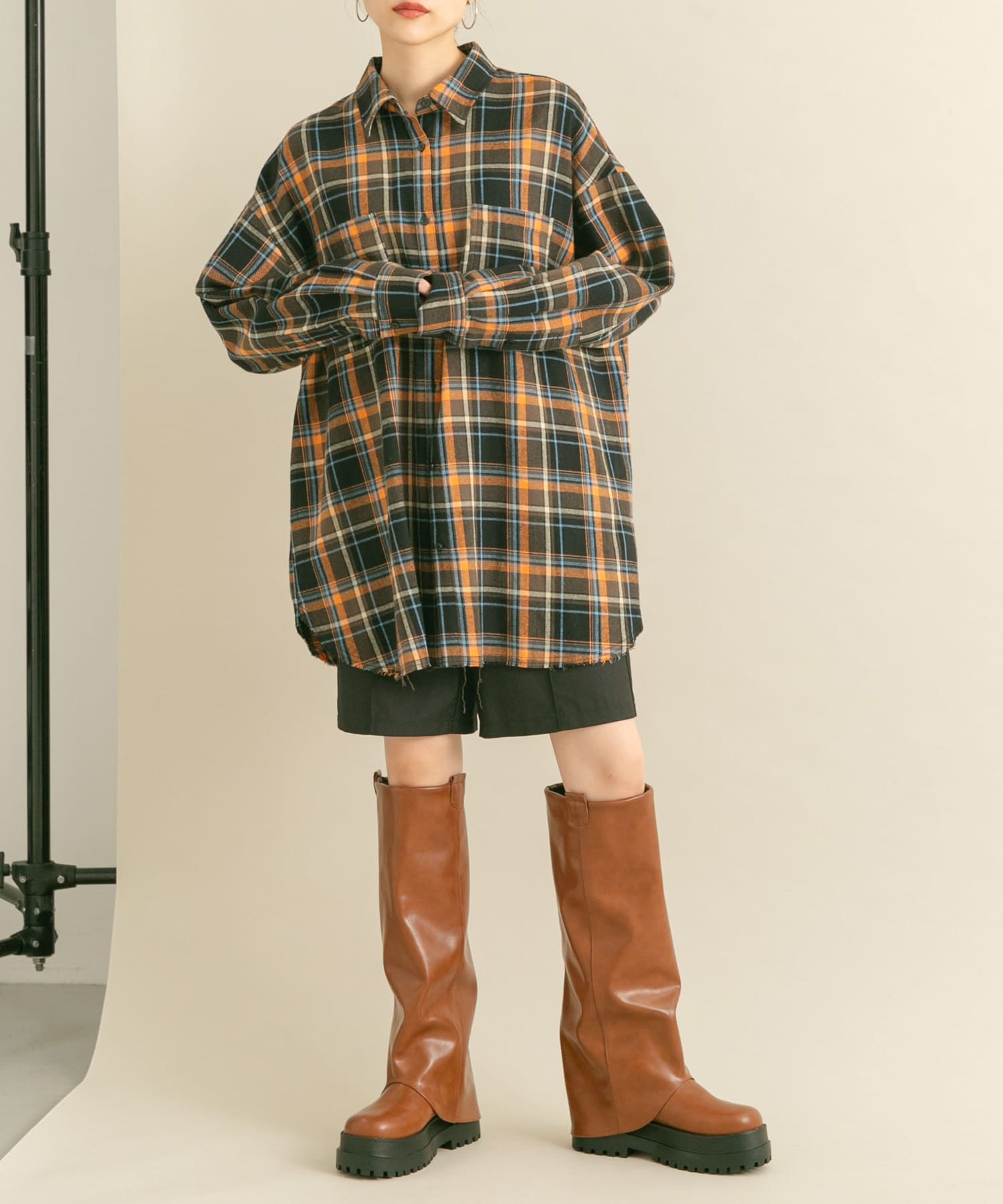 カバーデザインロングブーツ BROWN 36